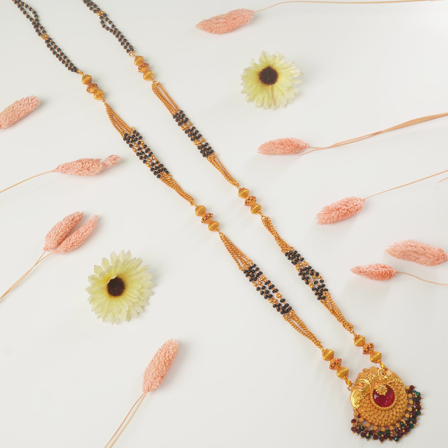 Gheru Mangalstura 4 Padri Peacock Pendant Designs Online