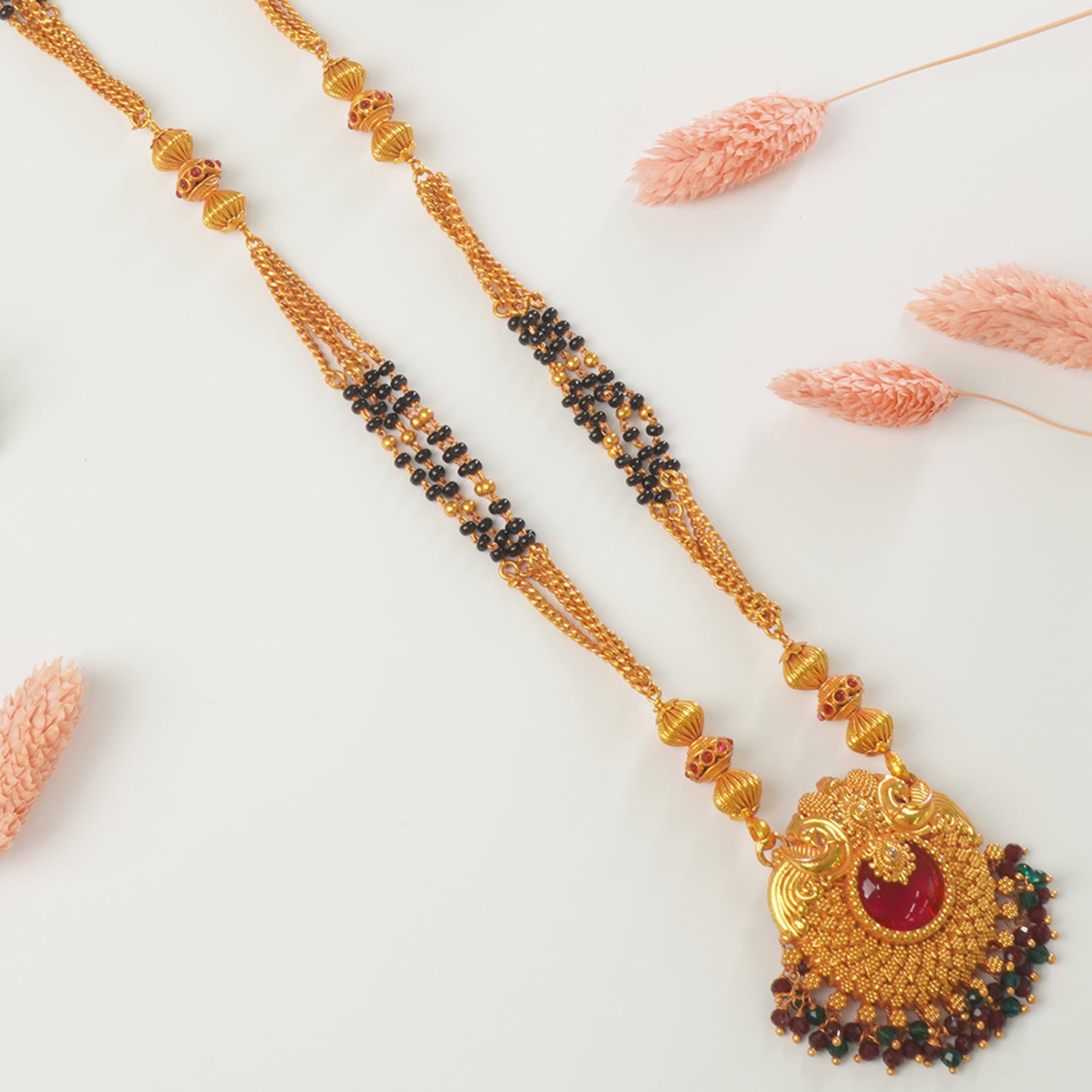 Gheru Mangalstura 4 Padri Peacock Pendant Designs Online