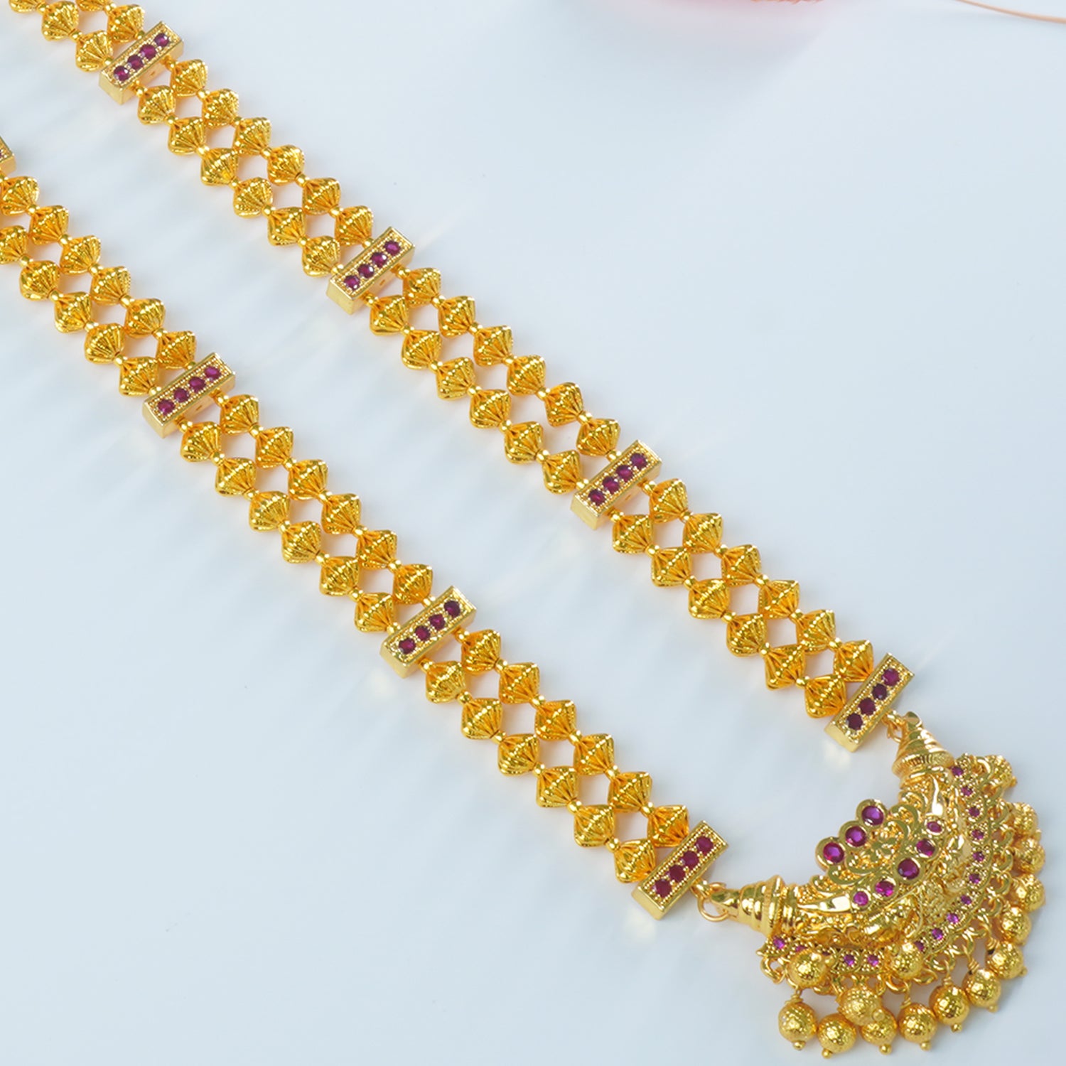 Shop online long traditional maharashtrian necklace designs with chandrakor pendant