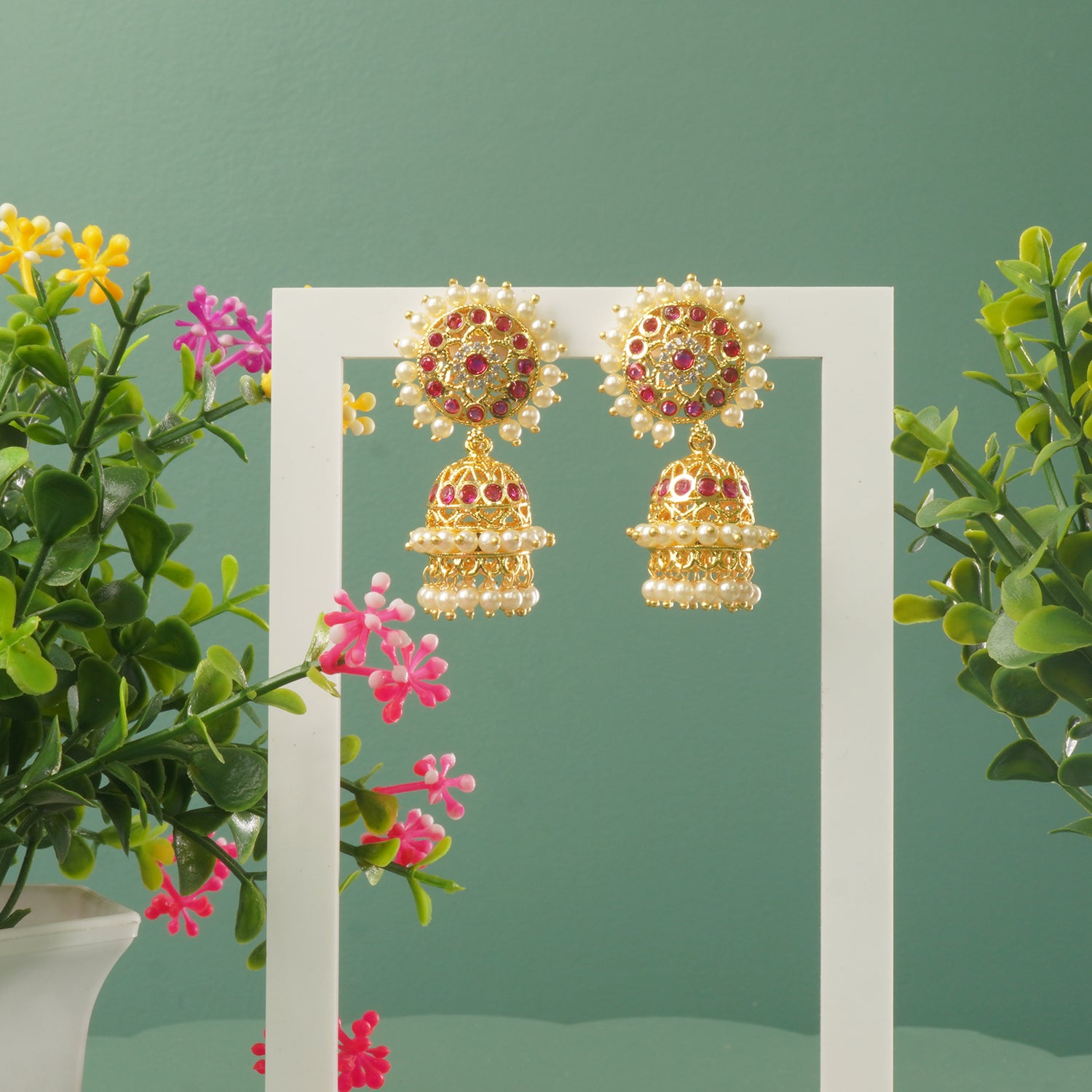 Buy Forming Gold Plated Latkan Moti Jhumki Designs Online At Affordable Prices