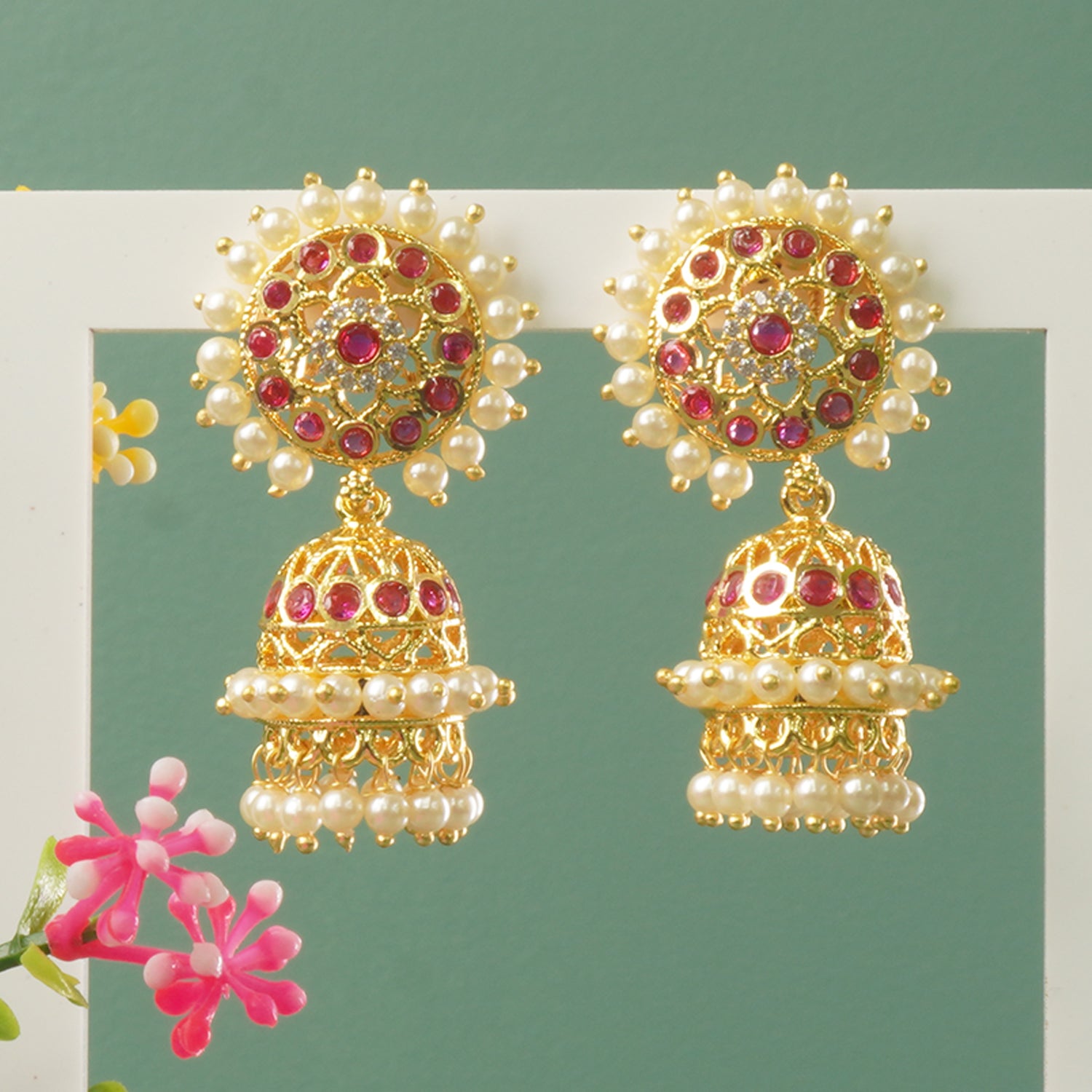Buy Forming Gold Plated Latkan Moti Jhumki Designs Online At Affordable Prices