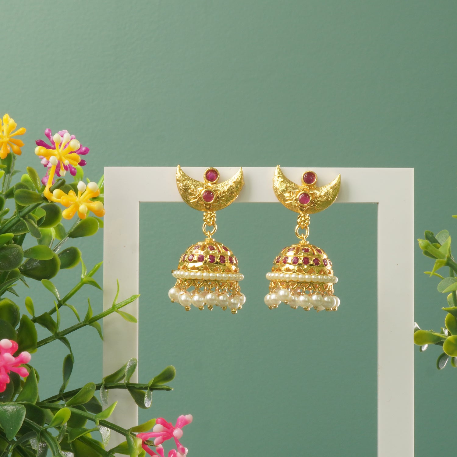 Buy Forming Gold Plated Chand Moti Jhumki Designs Online