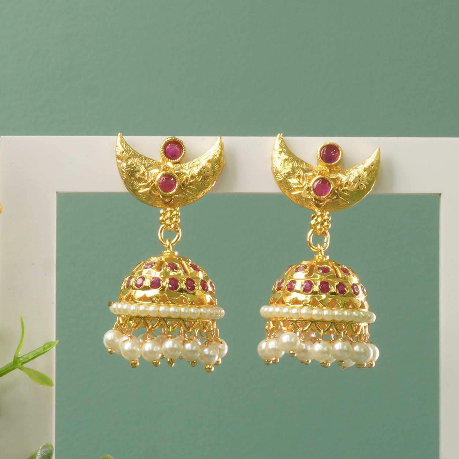 Buy Forming Gold Plated Chand Moti Jhumki Designs Online