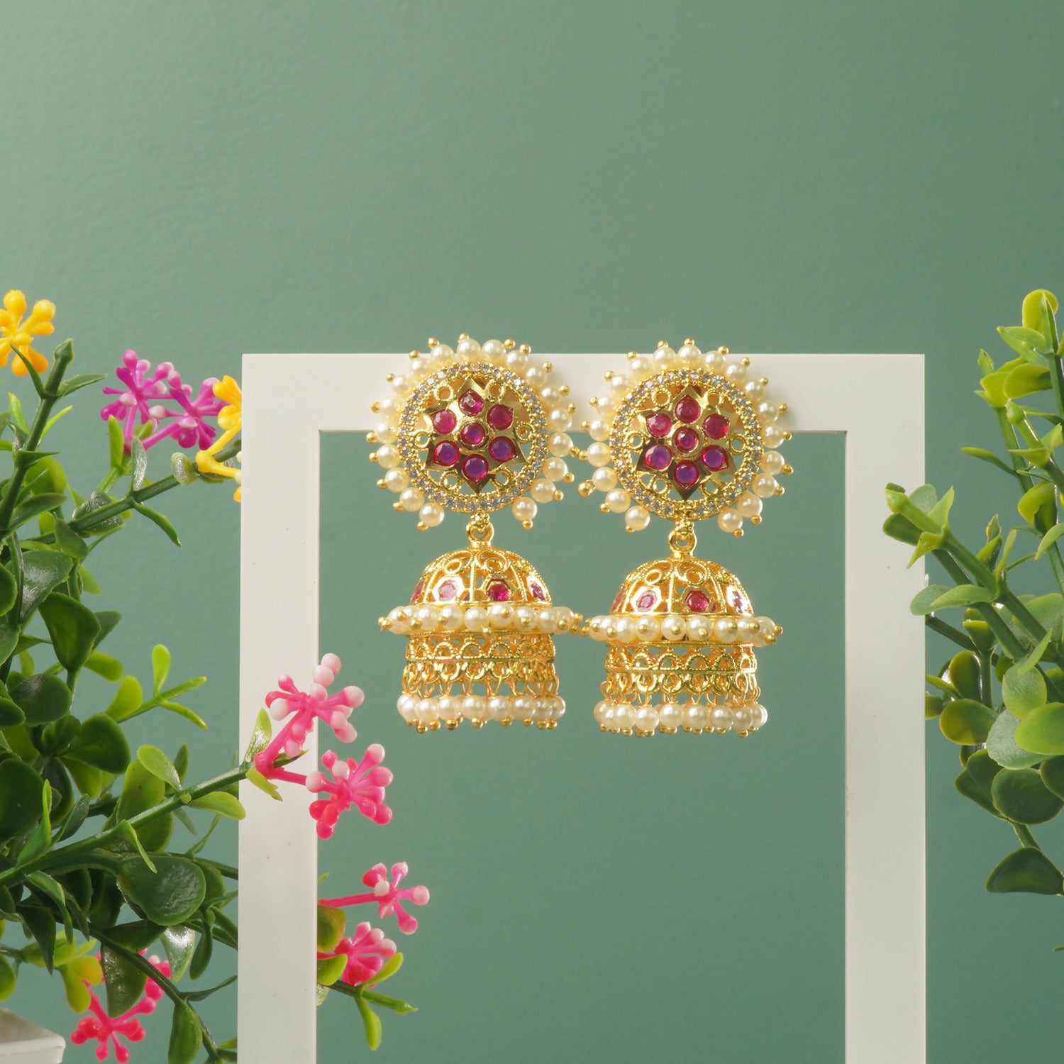 Buy Forming Gold Plated Latkan Moti Jhumki Designs Online