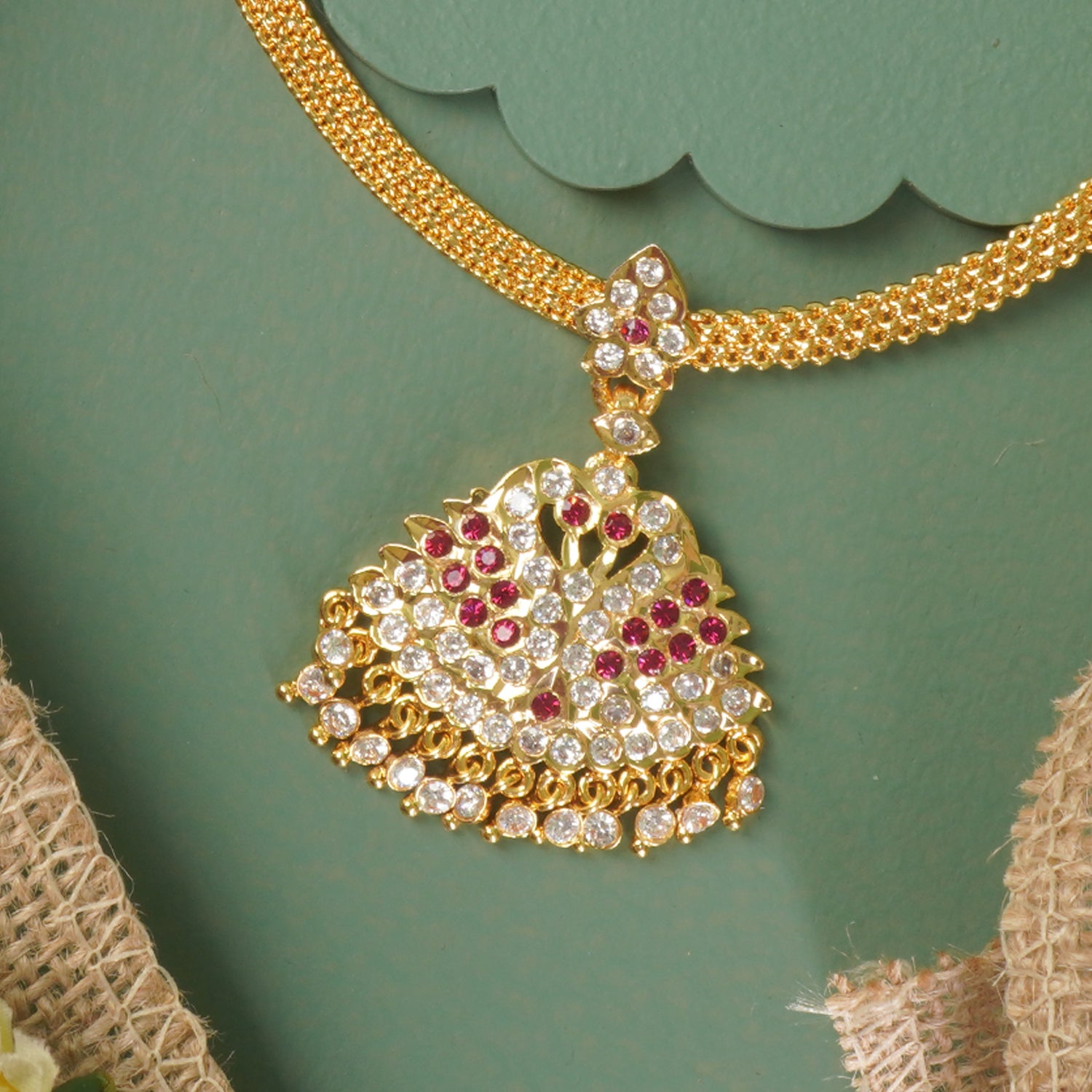 Premium Chain Karwari Haar With Hand Set Stone Studded Pendant
