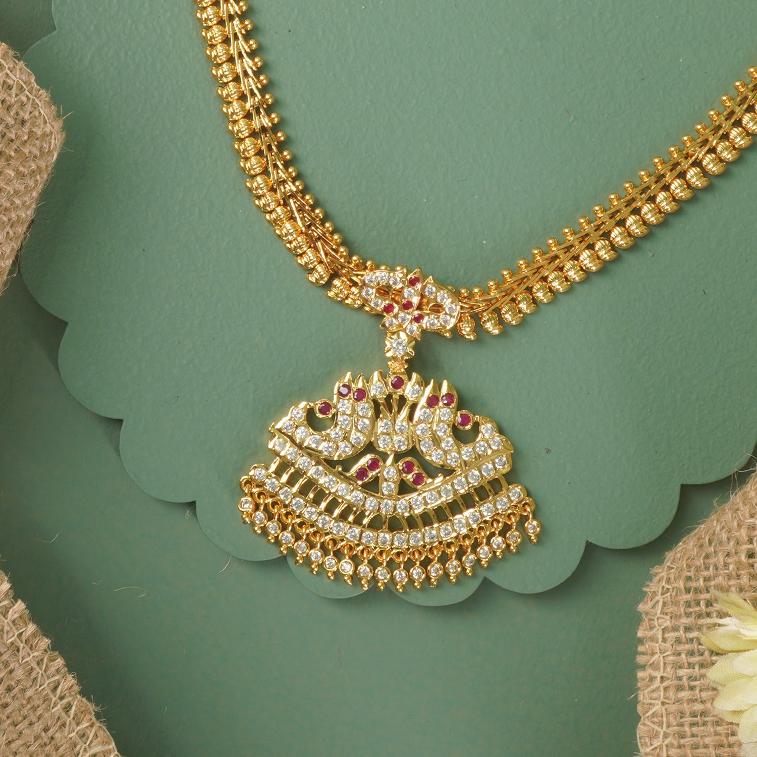 Premium Koyri Chain Karwari Haar With Hand Set Stone Studded Pendant