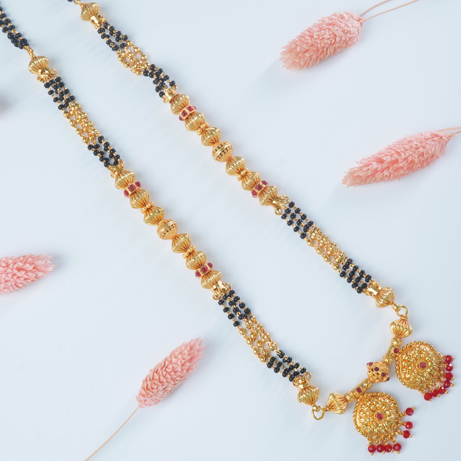 Buy Online 22 Inch Short One Gram Chain Mangalsutra Design With Fancy Vati Pendant