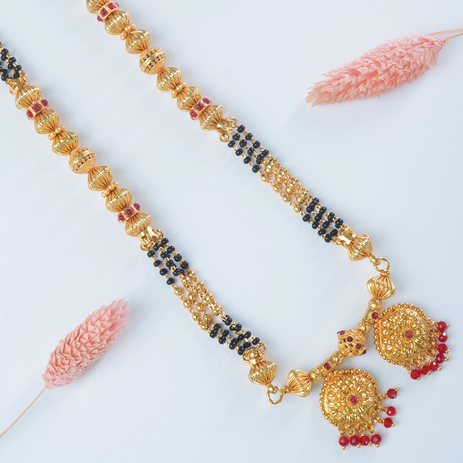 Buy Online 22 Inch Short One Gram Chain Mangalsutra Design With Fancy Vati Pendant