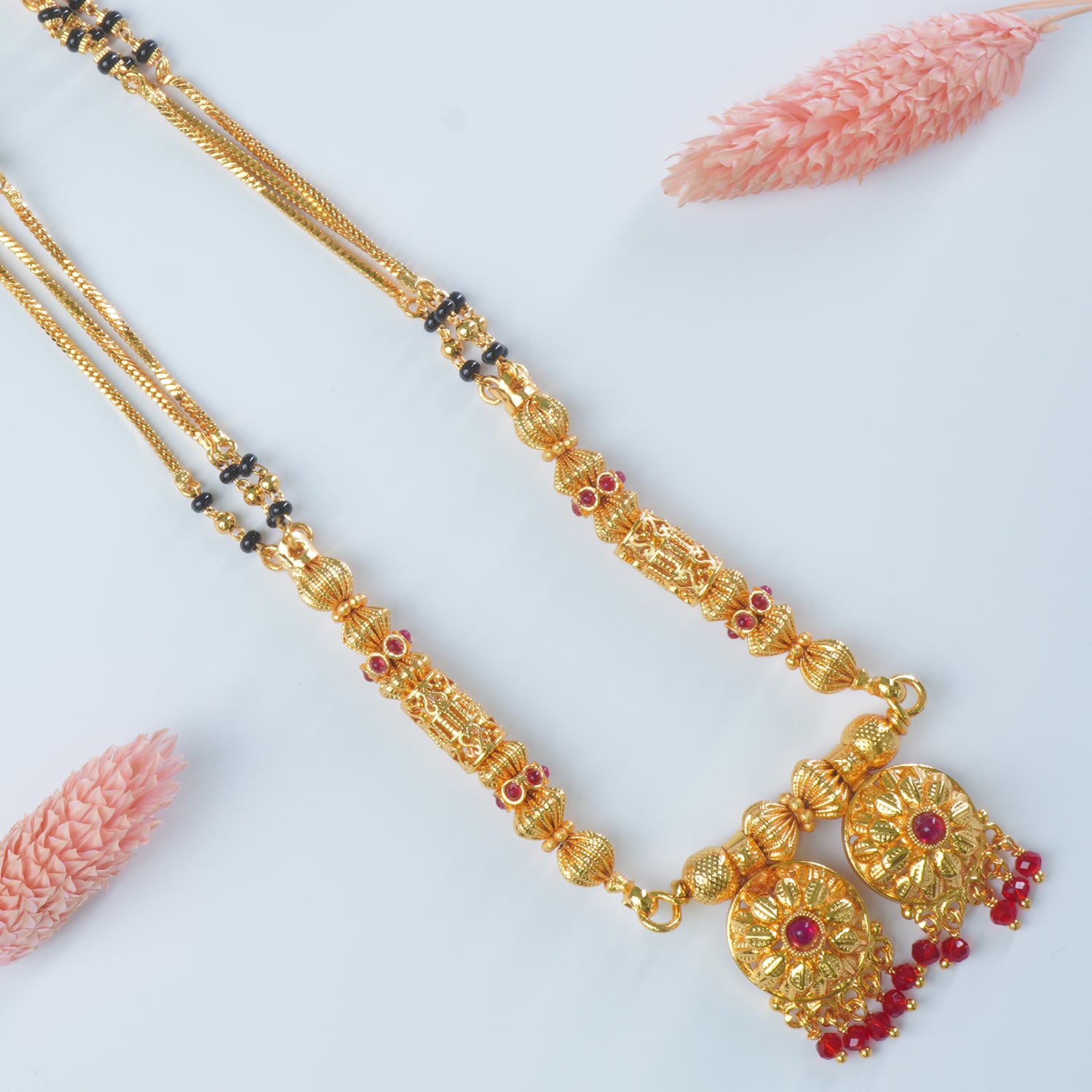 Buy Online 18 Inch Short One Gram Chain Mangalsutra With Fancy Vati Pendant Design
