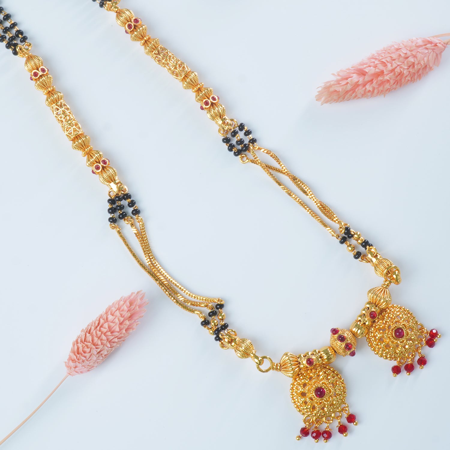 Buy Online 18 Inch Short One Gram Chain Mangalsutra With Fancy Vati Pendant Design