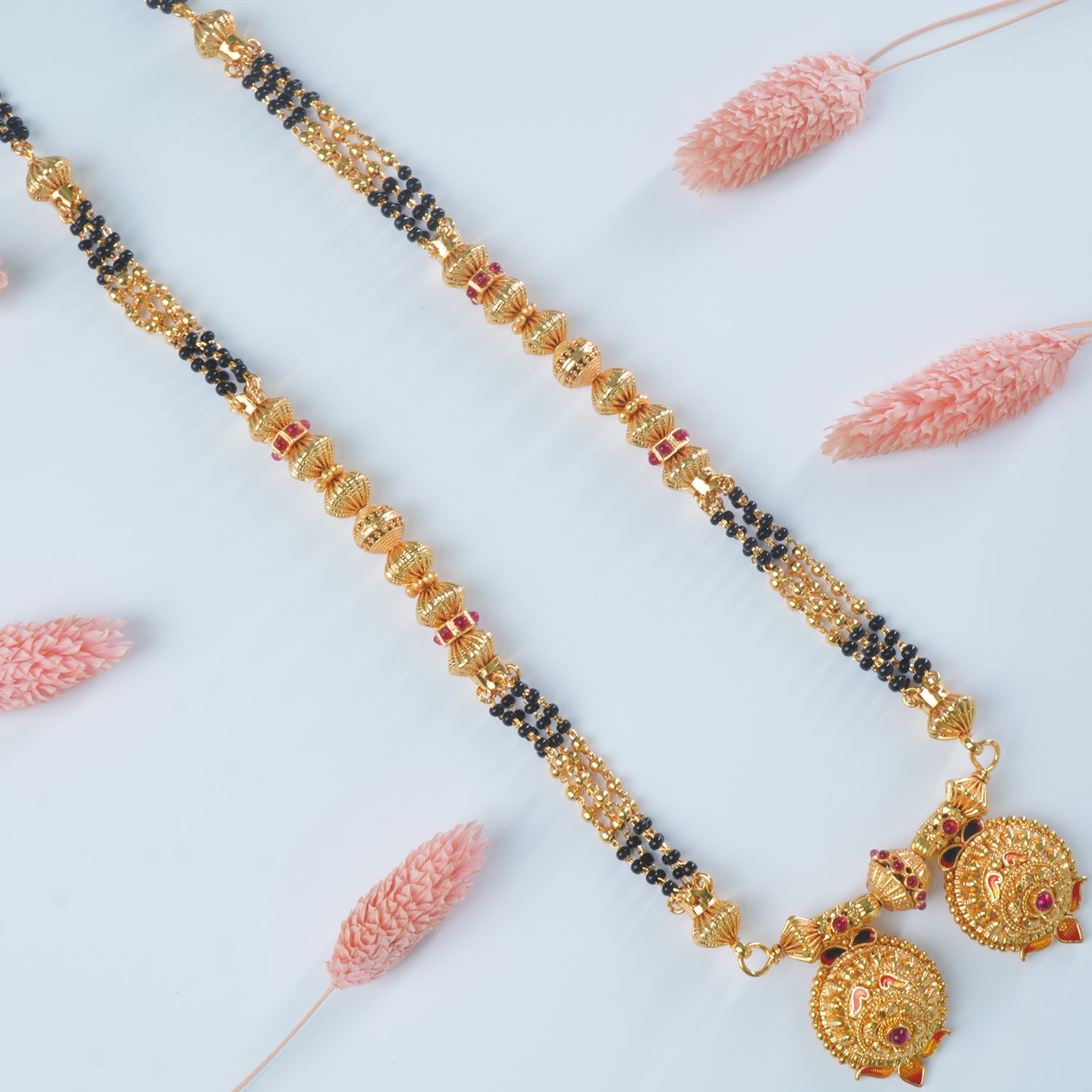 Buy Online 18 Inch Short One Gram Chain Mangalsutra With Fancy Vati Pendants