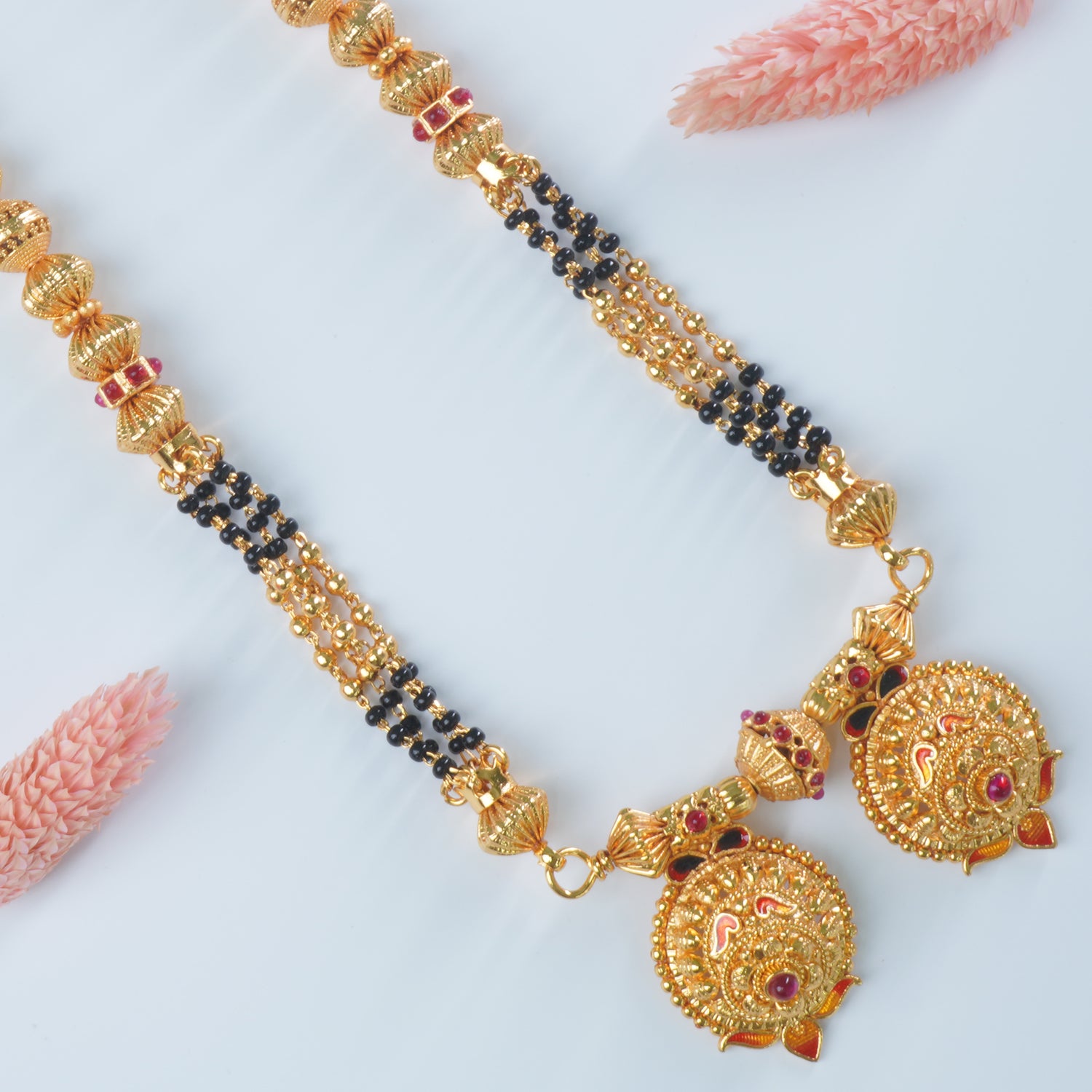 Buy Online 18 Inch Short One Gram Chain Mangalsutra With Fancy Vati Pendants