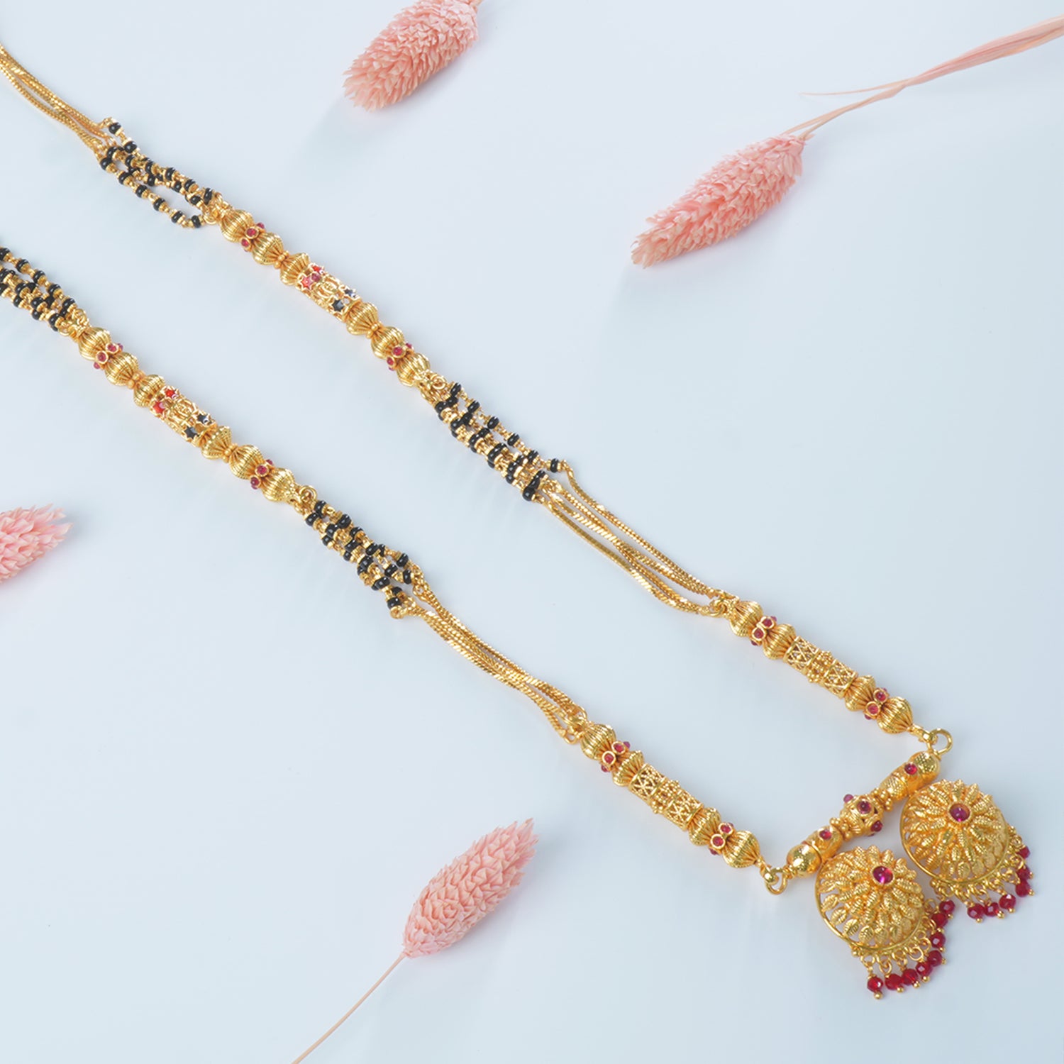 Buy Online 34 Inch One Gram Mangalsutra Design With Flower Vati Pendant
