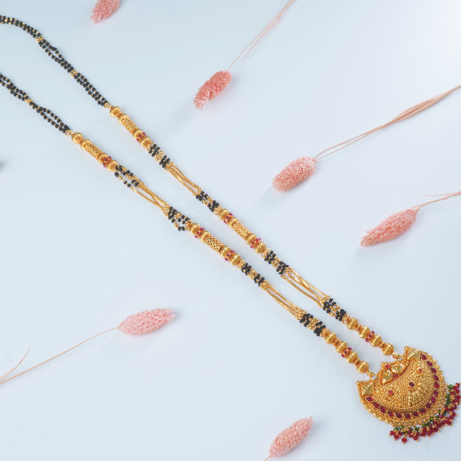 Buy Online 34 Inch One Gram Mangalsutra Design With Chand Shaped Pendant