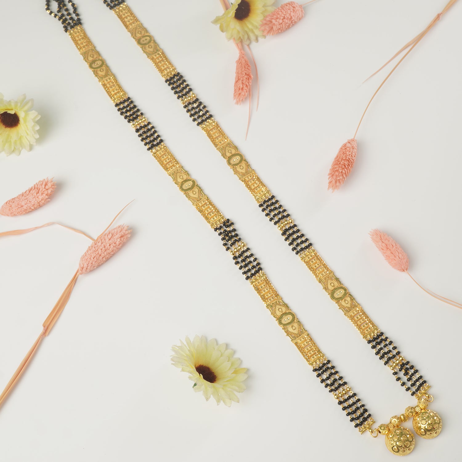 Shop Forming Gold Plated 34 Inches Long Patti Design Mangalsutra With Vati Pendant