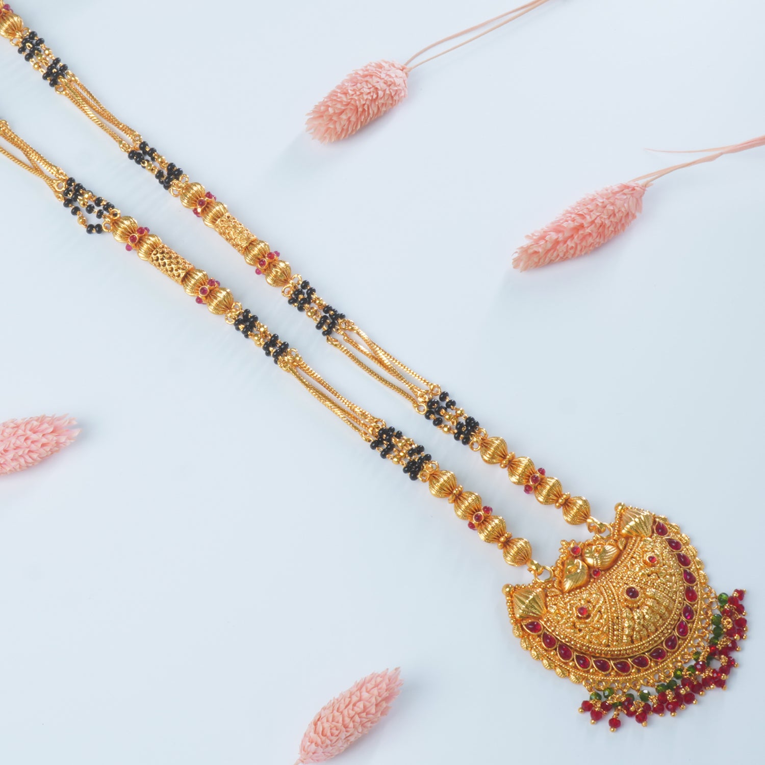 Buy Online 34 Inch One Gram Mangalsutra Design With Chand Shaped Pendant