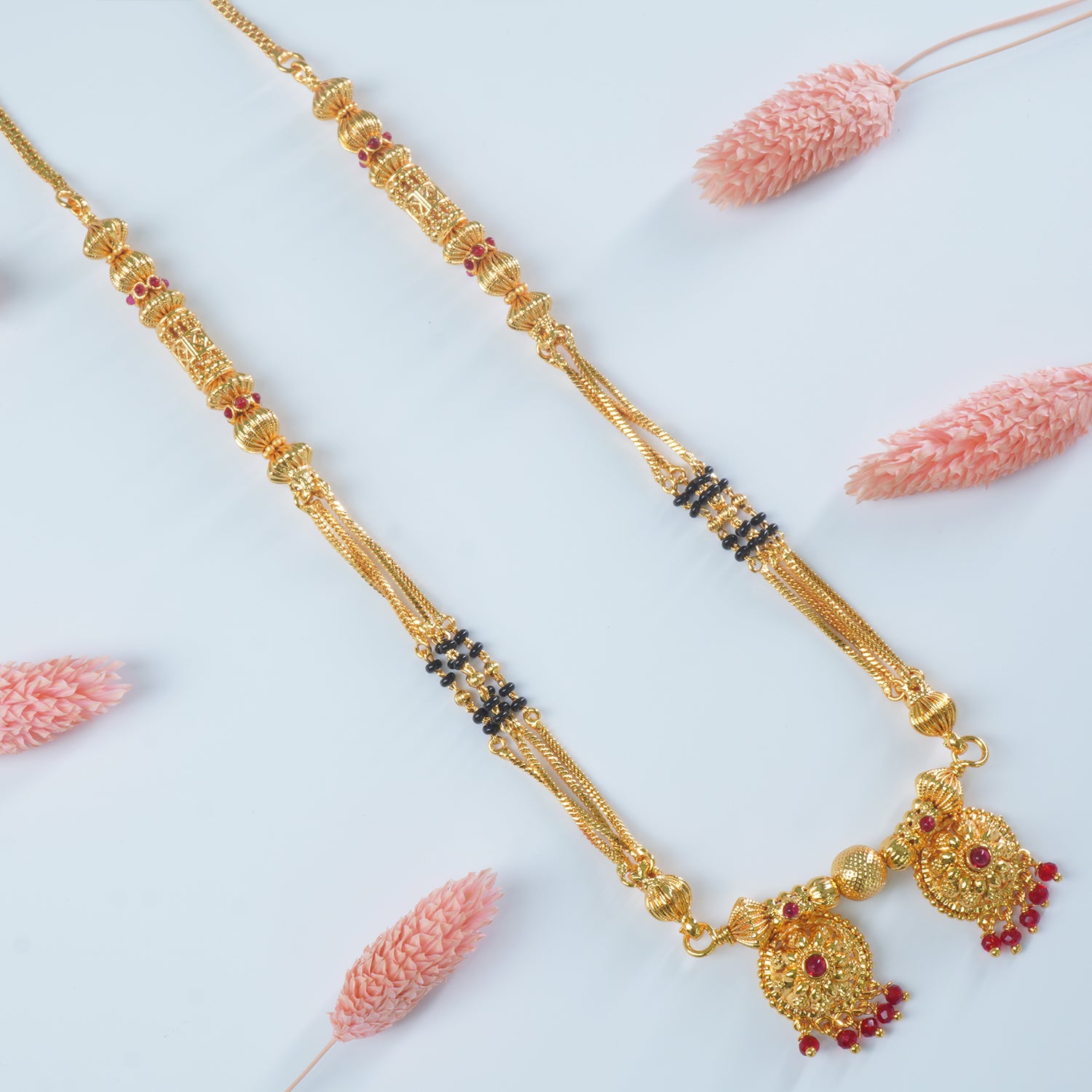 Buy Online 22 Inch Short One Gram Chain Mangalsutra Design With Fancy Vati Pendant