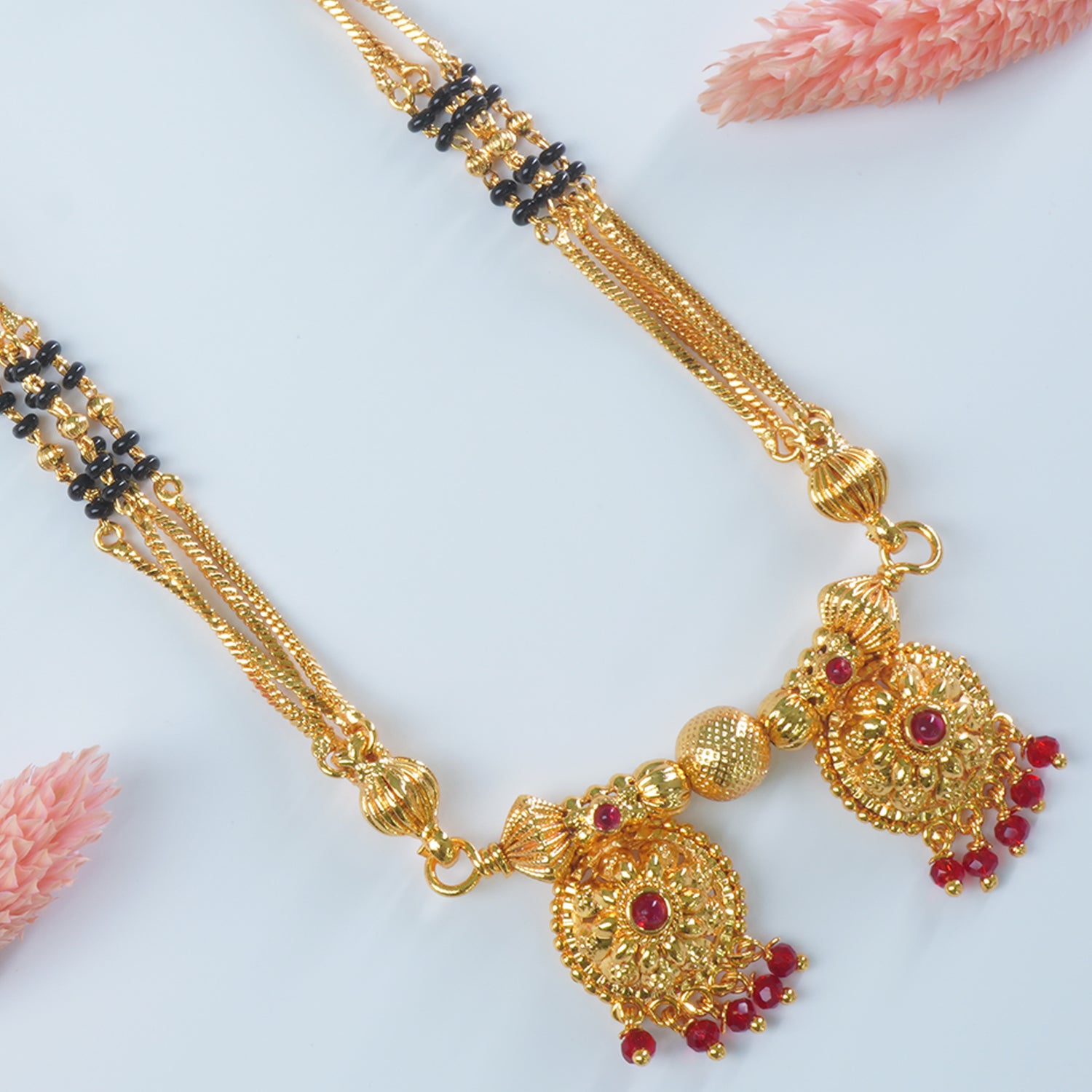 Buy Online 22 Inch Short One Gram Chain Mangalsutra Design With Fancy Vati Pendant