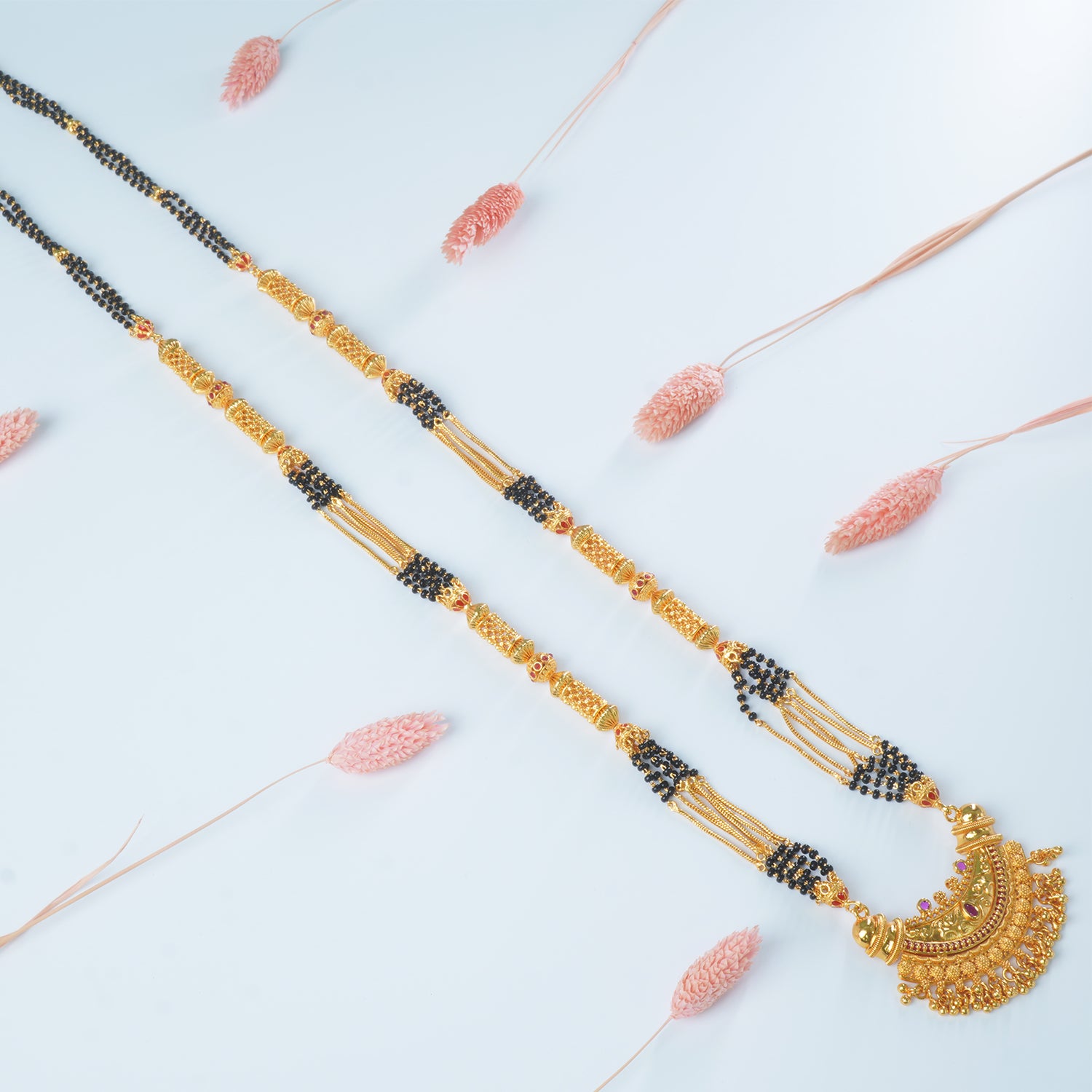 Buy Online 38 Inch One Gram Mangalsutra Design With Chand Pendant