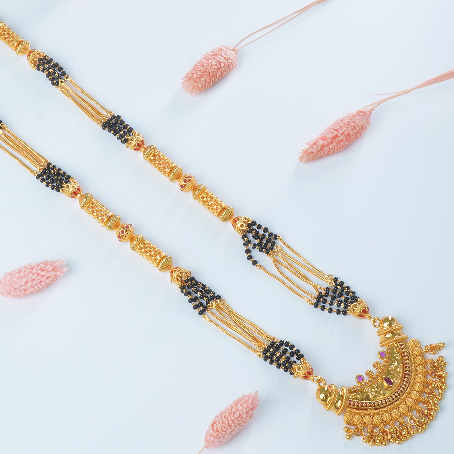 Buy Online 38 Inch One Gram Mangalsutra Design With Chand Pendant