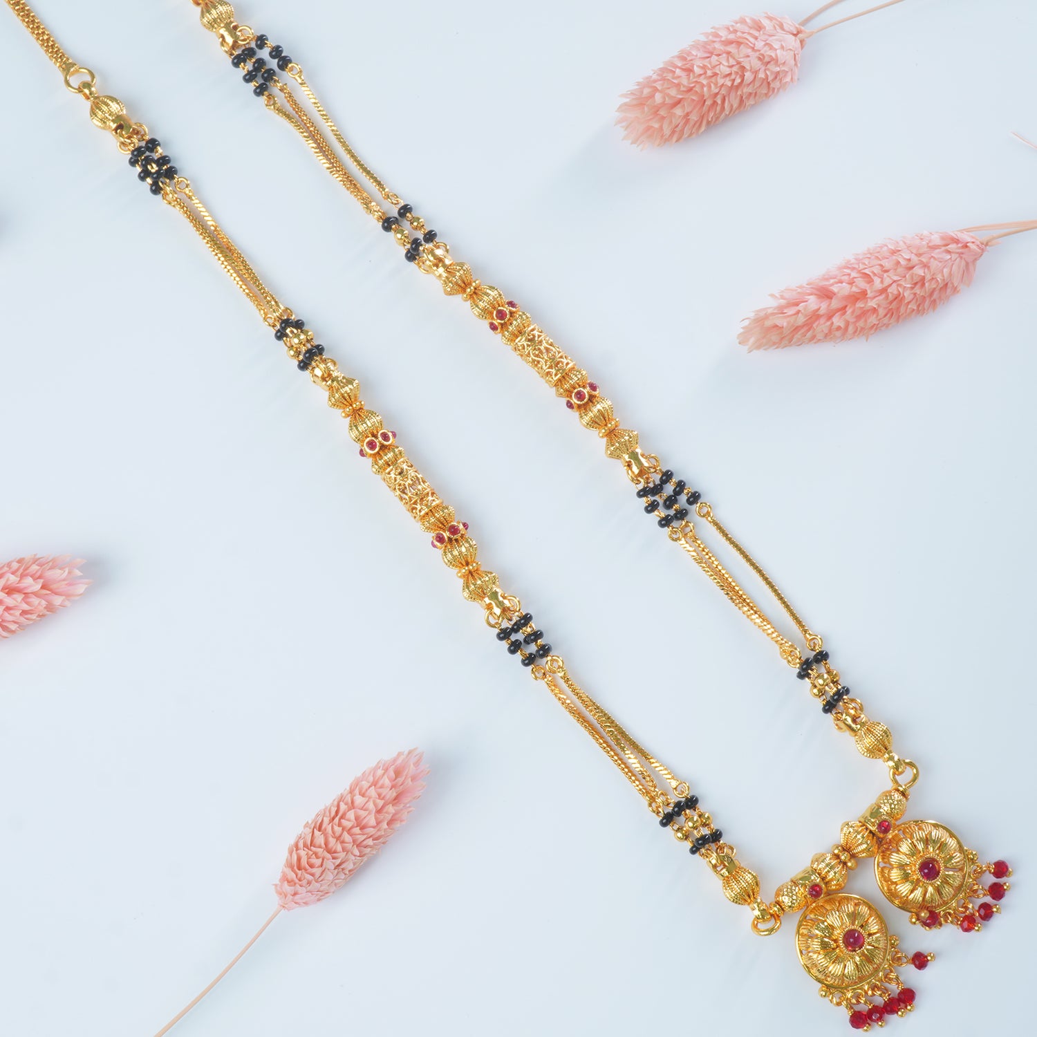 Buy Online 18 Inch Short One Gram Chain Mangalsutra With Fancy Vati Pendants