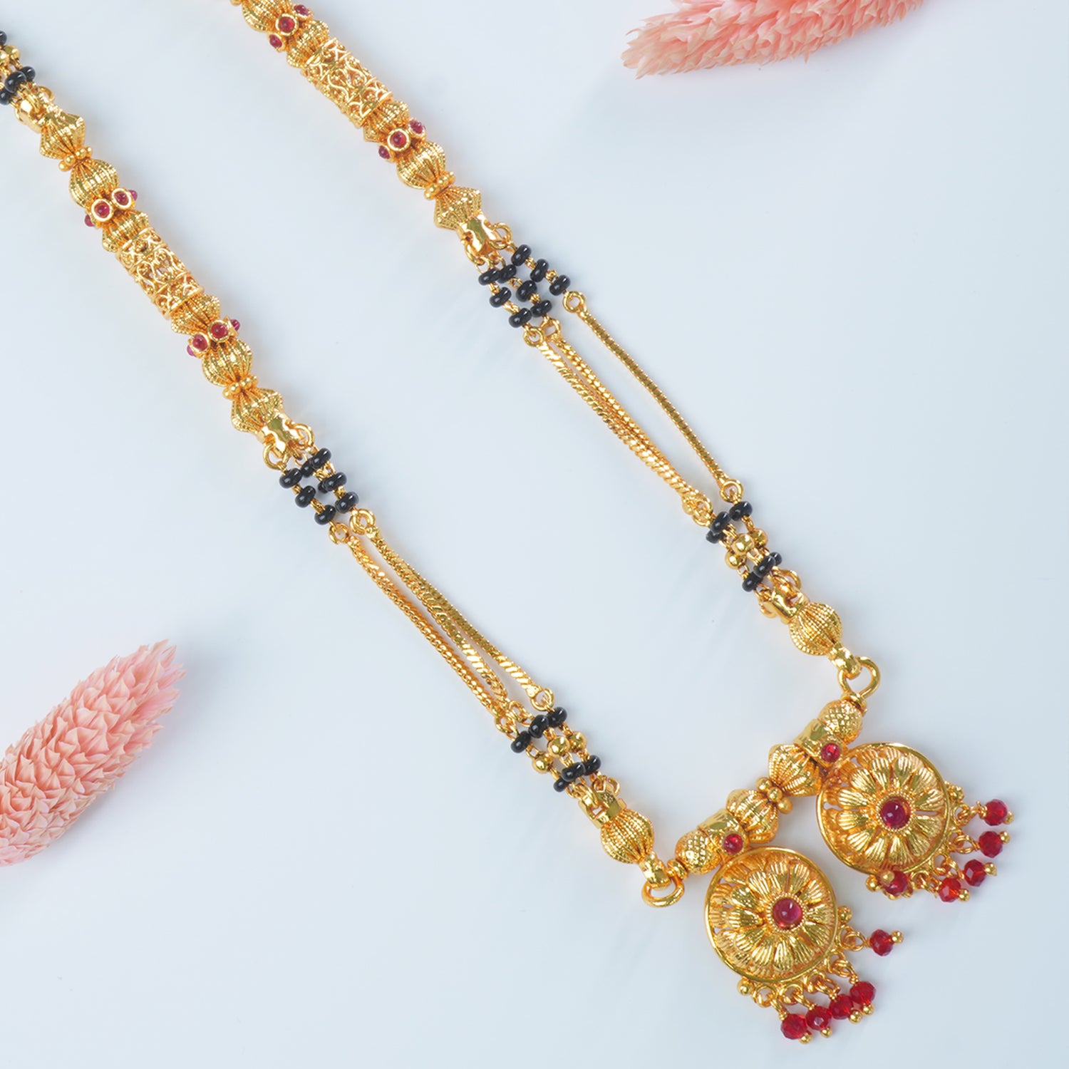 Buy Online 18 Inch Short One Gram Chain Mangalsutra With Fancy Vati Pendants