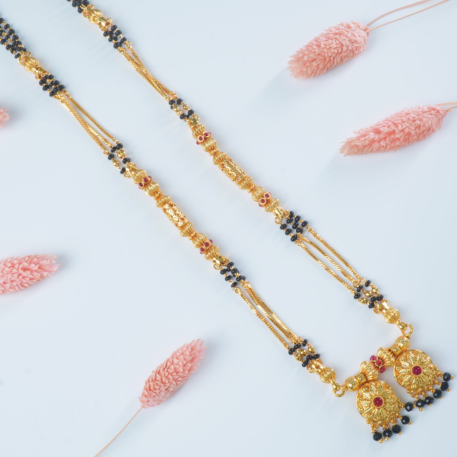 Buy Online 18 Inch Short One Gram Chain Mangalsutra With Fancy Vati Pendants