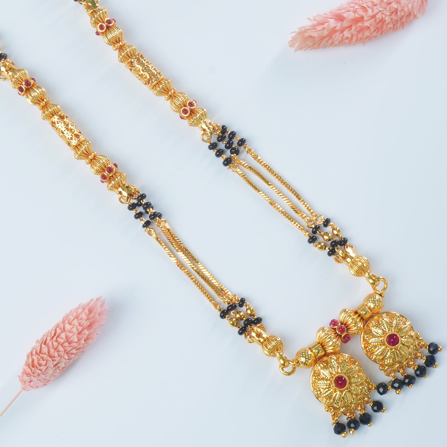 Buy Online 18 Inch Short One Gram Chain Mangalsutra With Fancy Vati Pendants