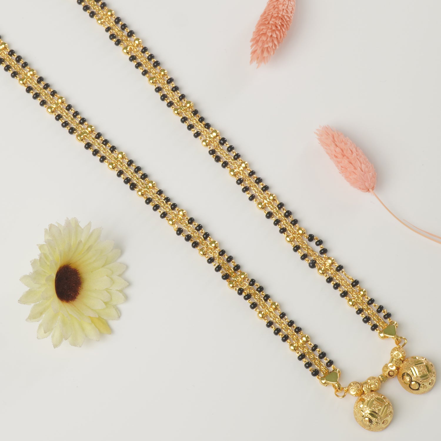 Shop Forming Gold Plated 30 Inches Long Kale Mani Mangalsutra Design With Vati Pendant