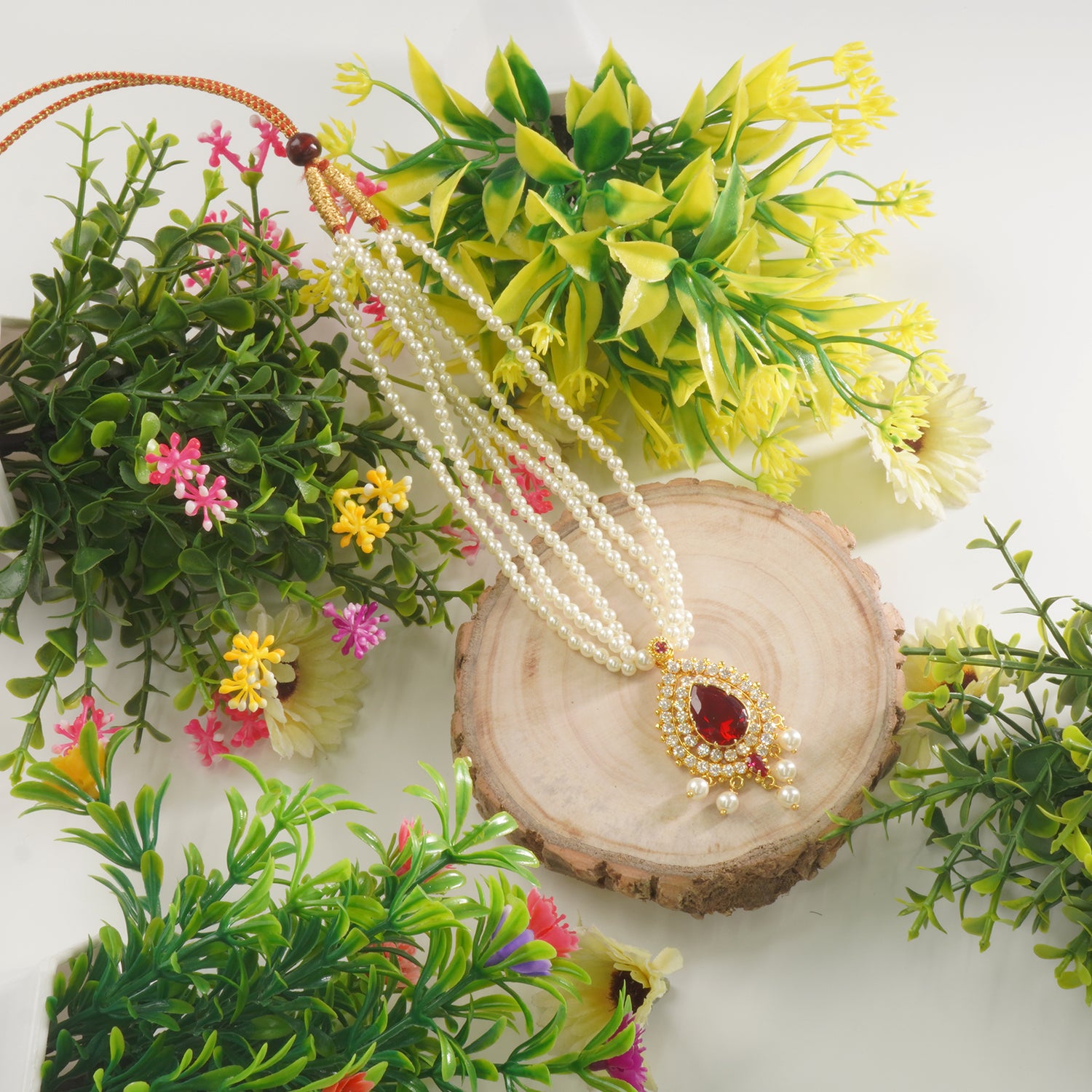 Moti mala karwari pendant - 3 line