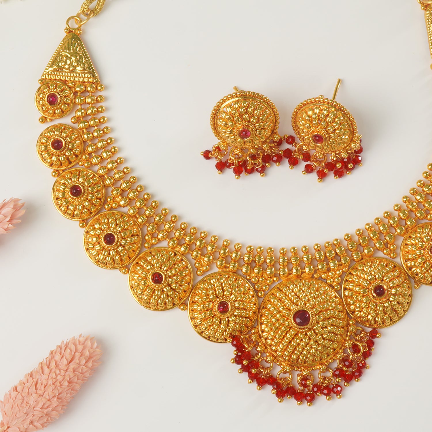 Shop Online One Gram Gold Plated Flower Necklace Designs