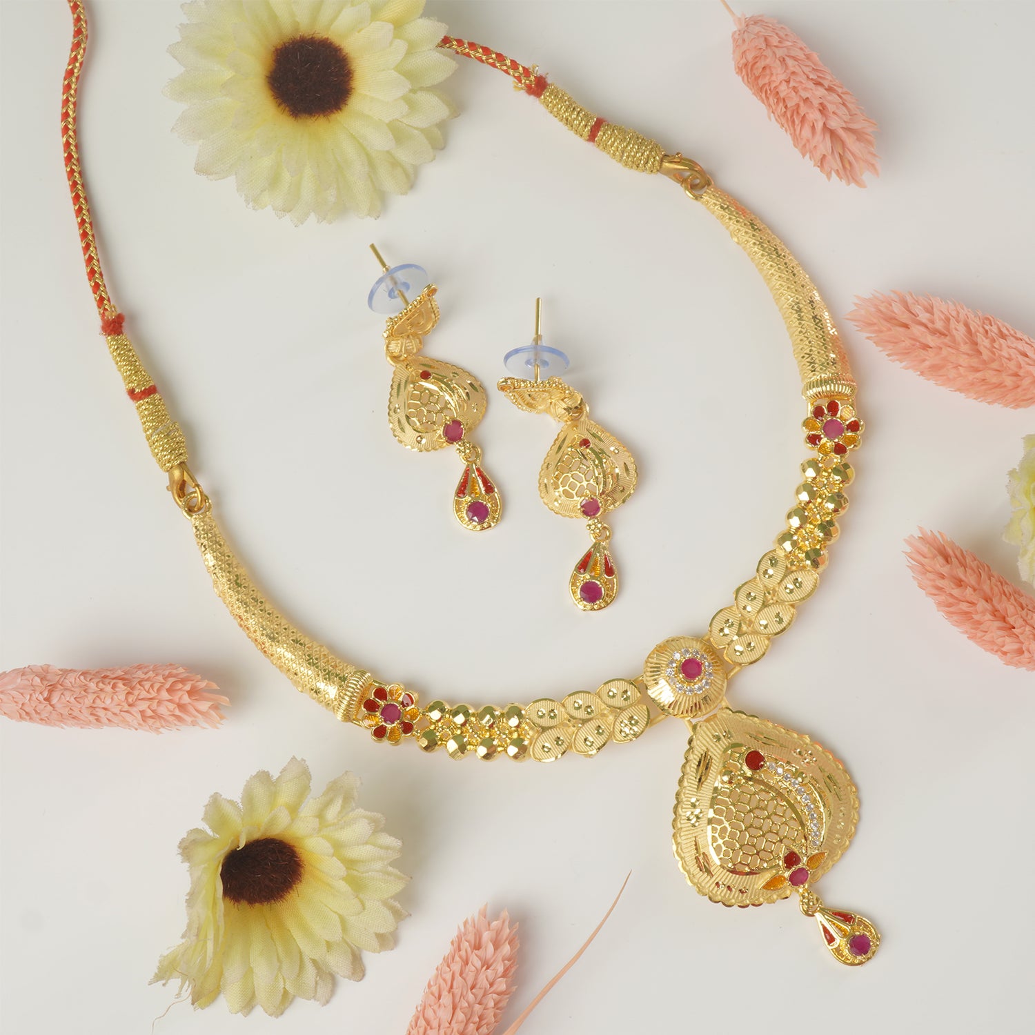 Buy And Shop Online Forming Fancy Haar Designs Online With Earrings