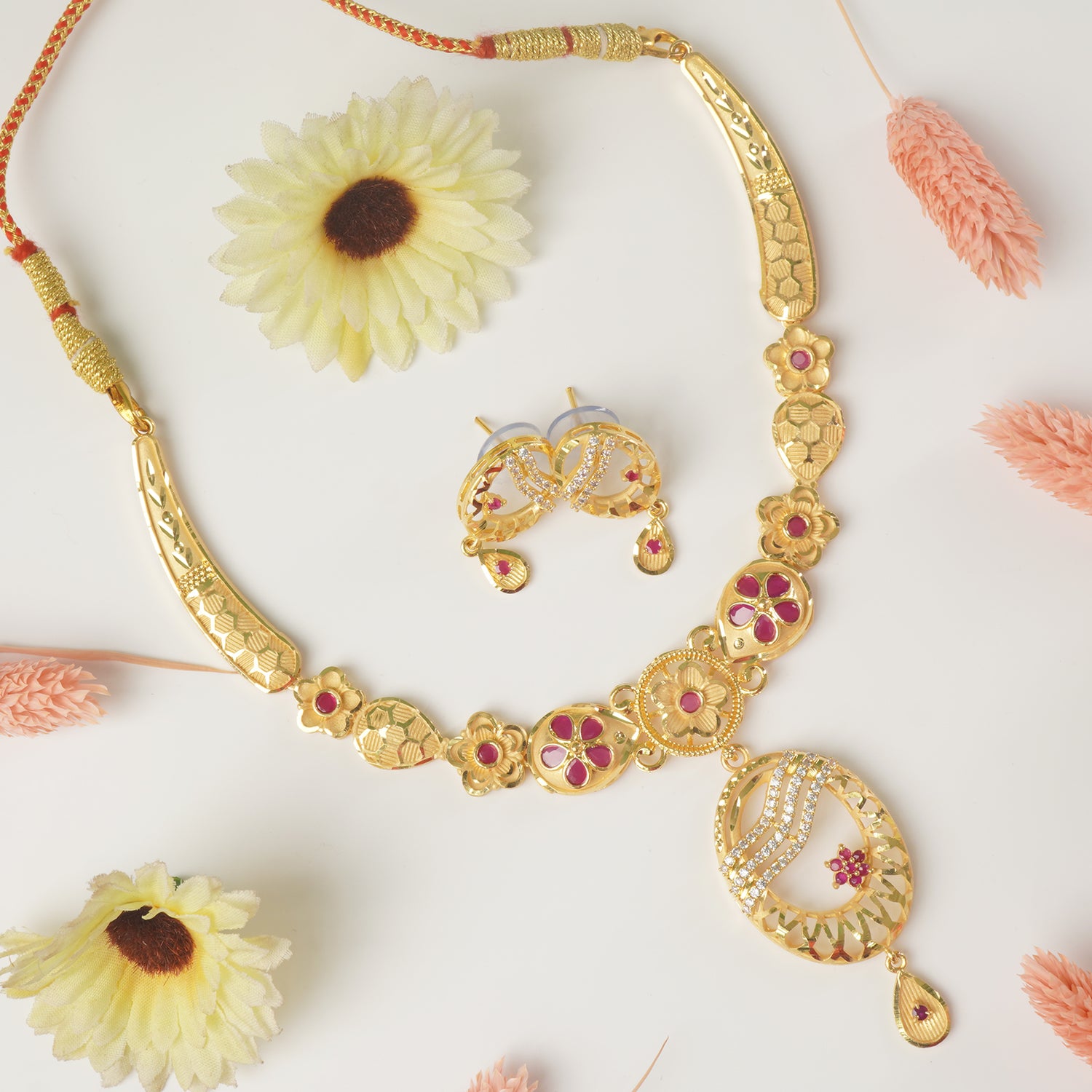 Buy And Shop Online Forming Fancy Haar Design With Earrings