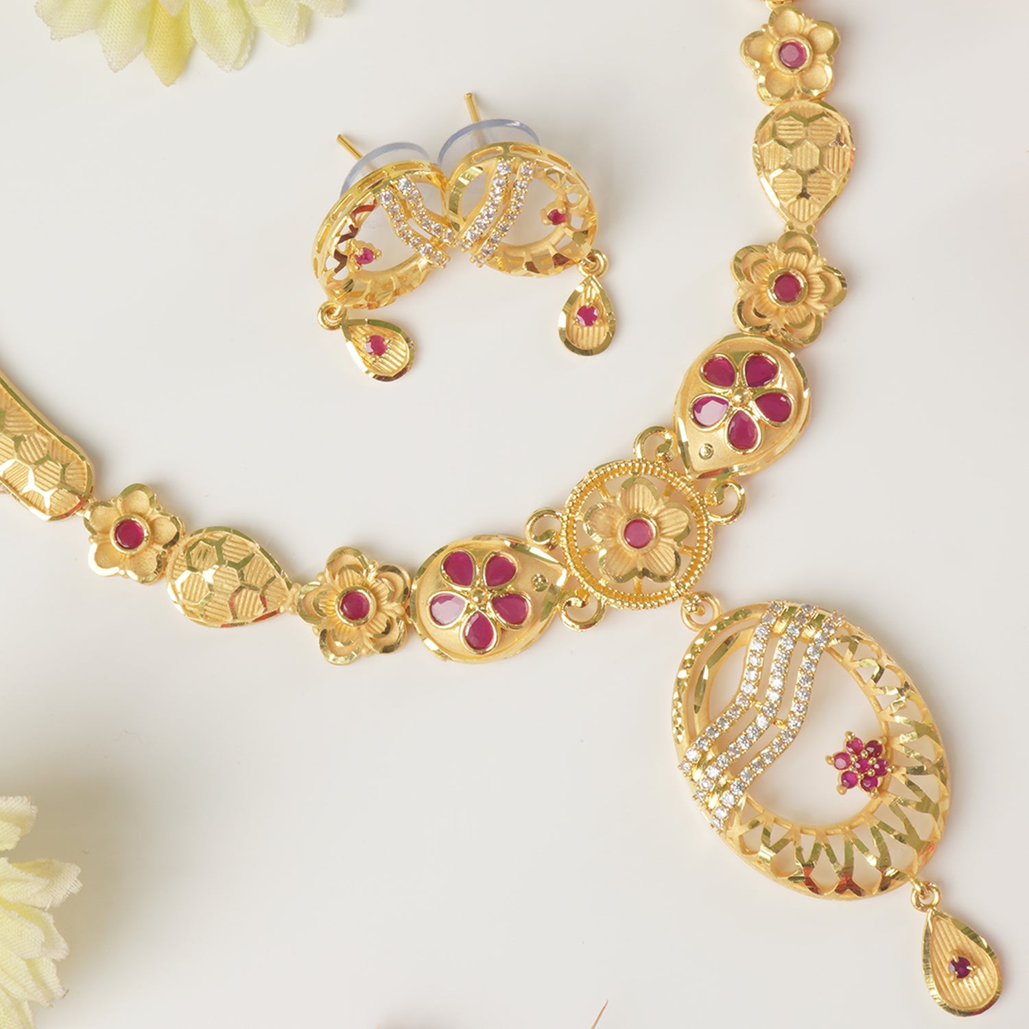 Buy And Shop Online Forming Fancy Haar Design With Earrings