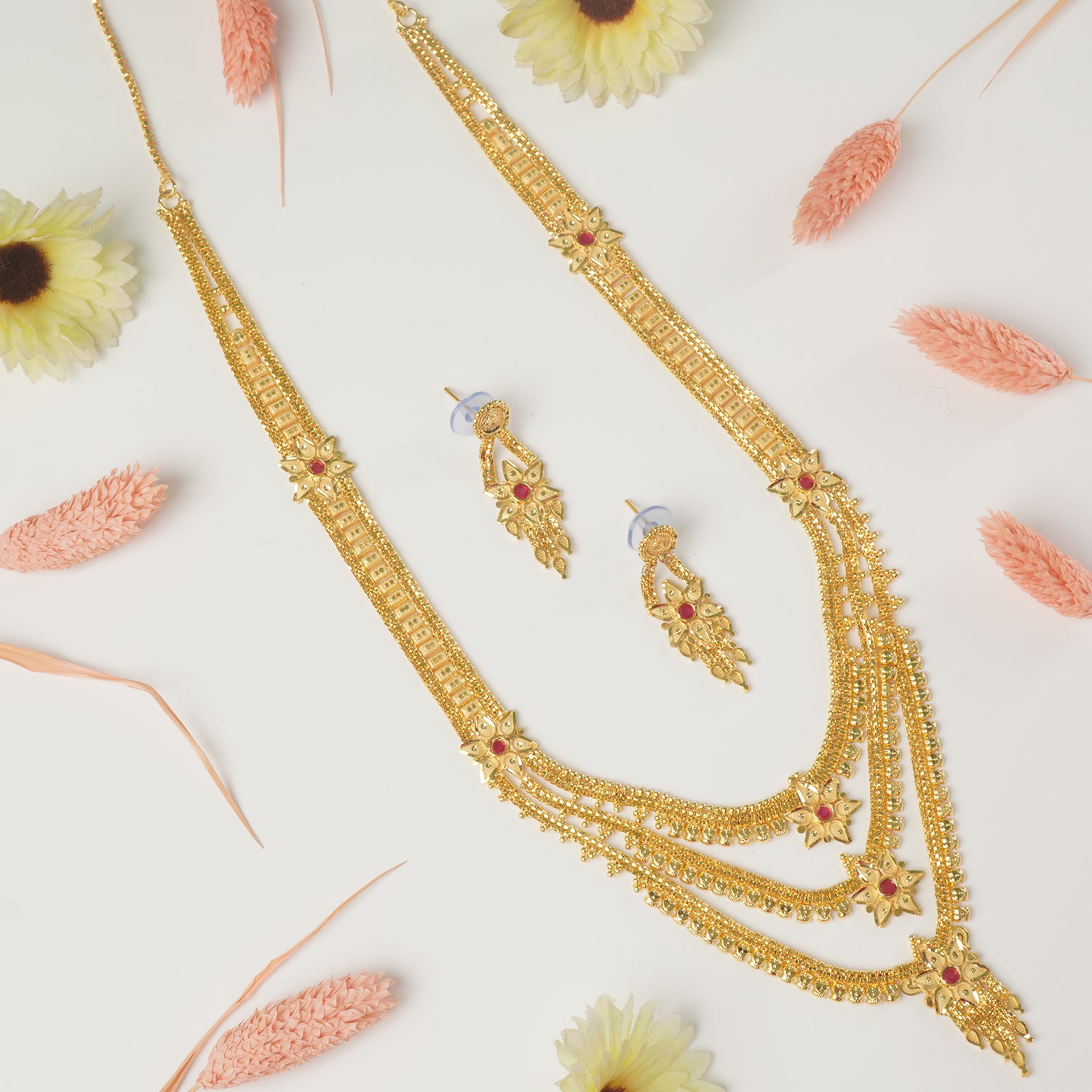 Buy Online Long Forming Rani Haar Design With Earrings