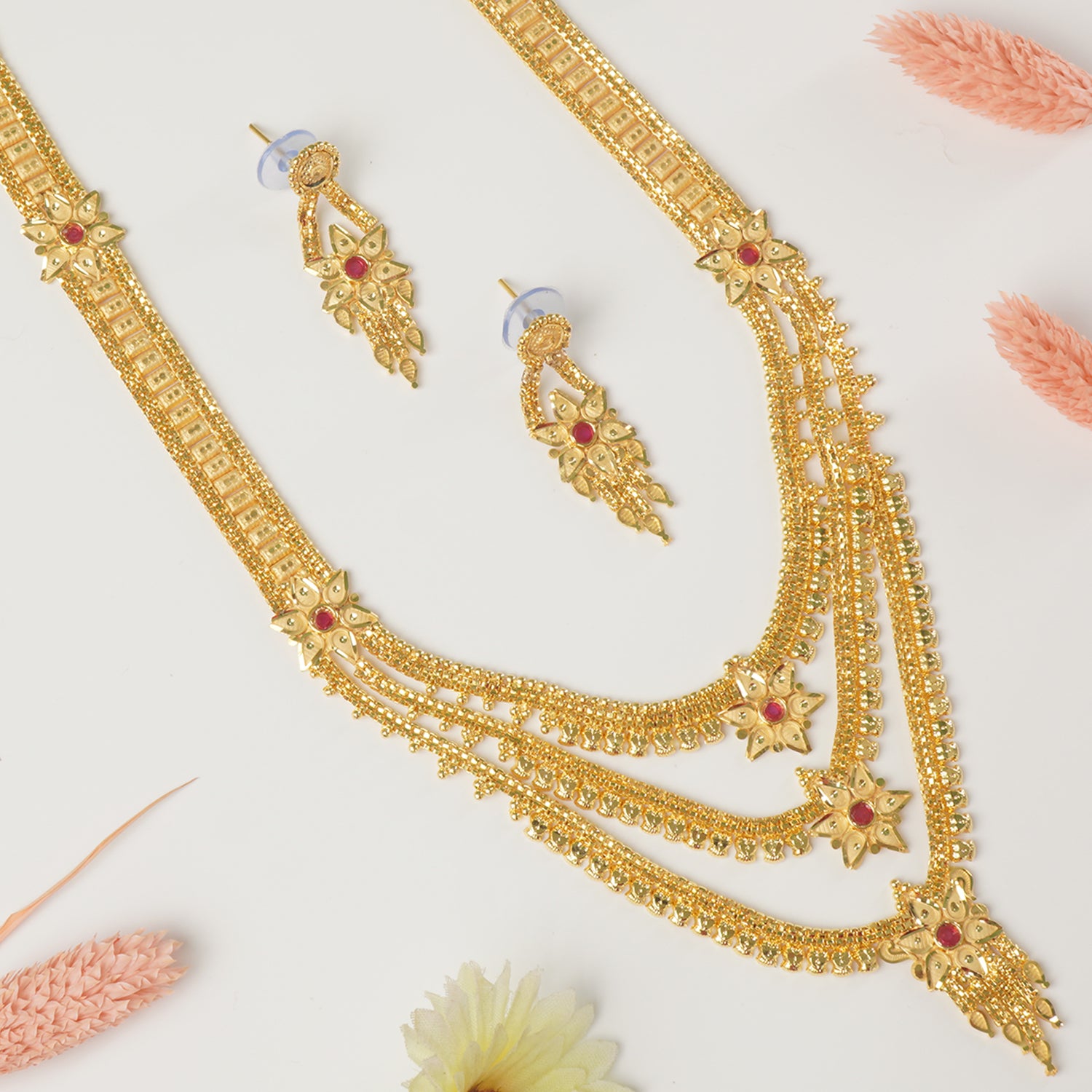 Buy Online Long Forming Rani Haar Design With Earrings