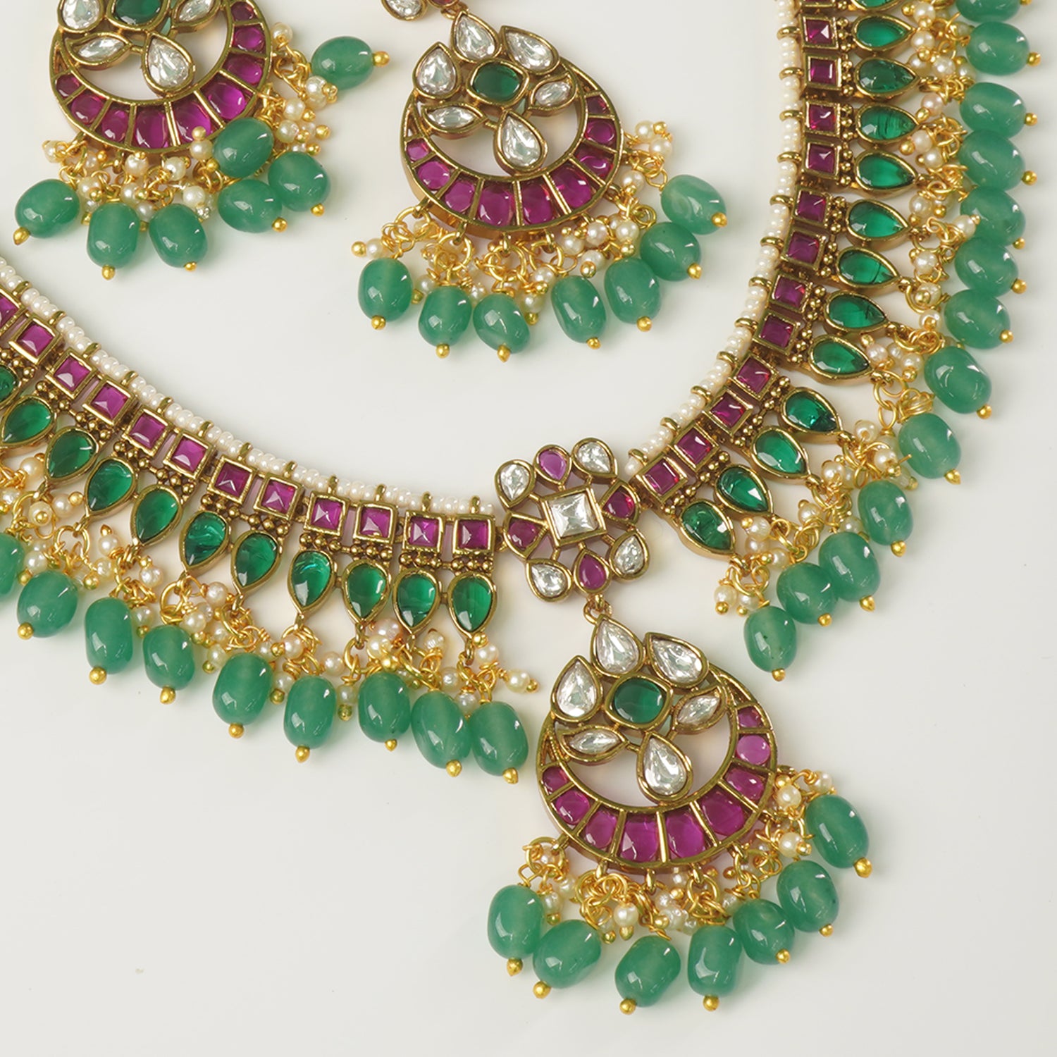 Shop Online Gold Plated South Indian Kemp Jewellery Necklace Designs
