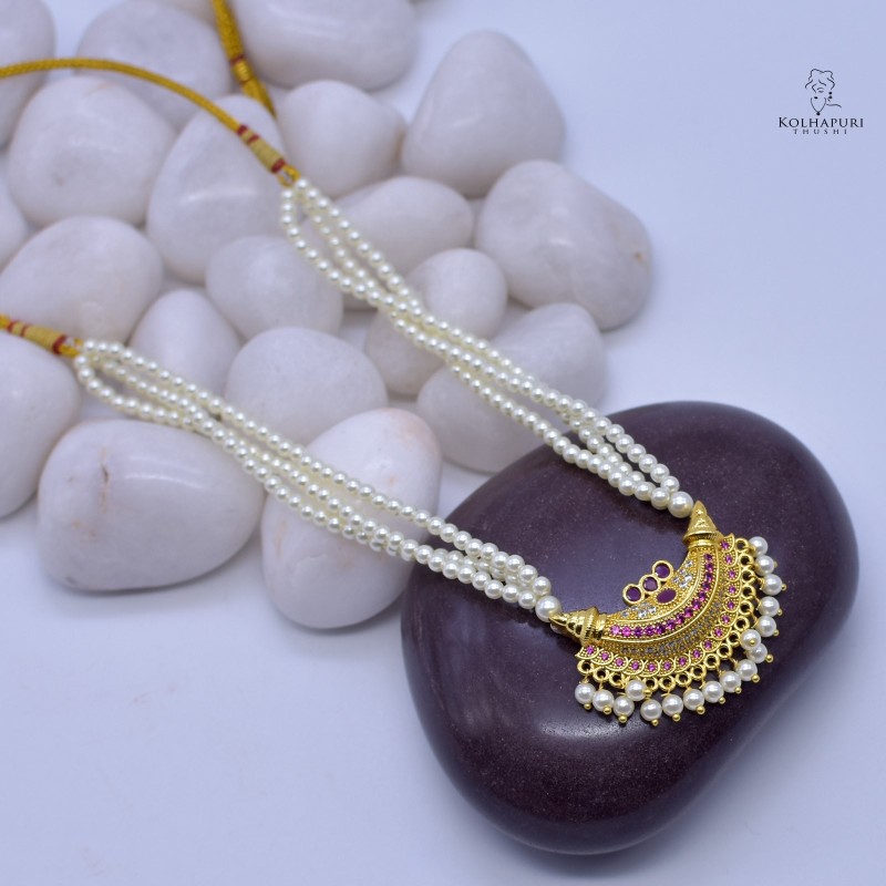Buy Antique Moti Necklace With Matte Gold Plating 218220 | Kanhai Jewels