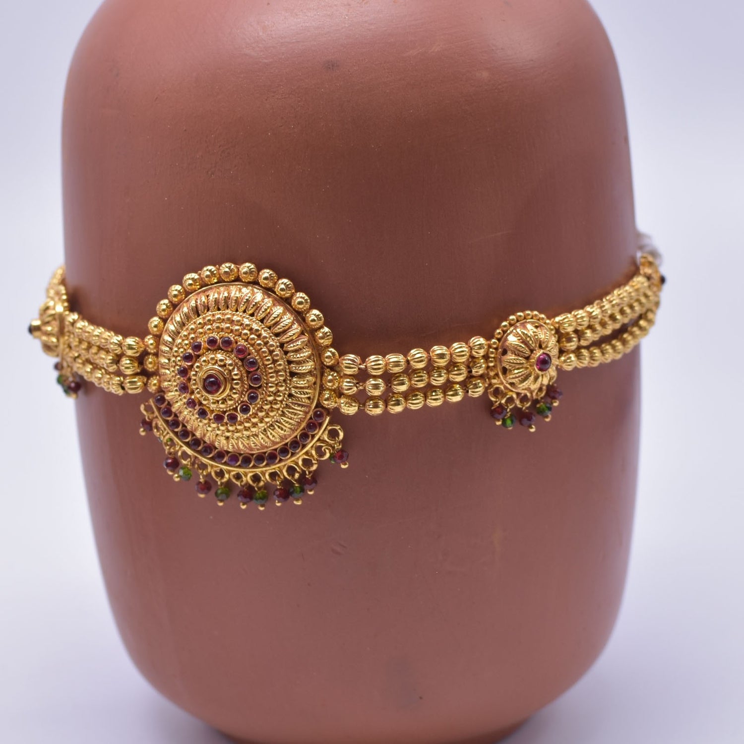 1Gm. Geru Finish rava red kundan pendal