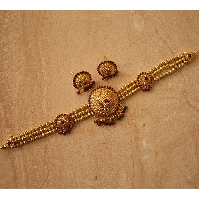 1Gm. Geru Finish choker kundan pendal