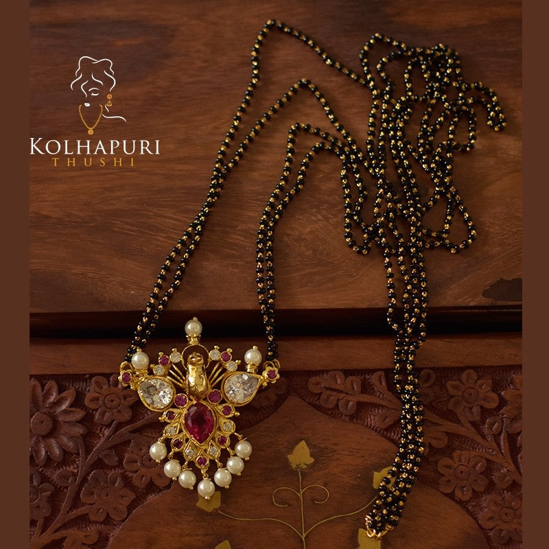 34" Handmade chain mangalsutra chota puneri peacock pendal