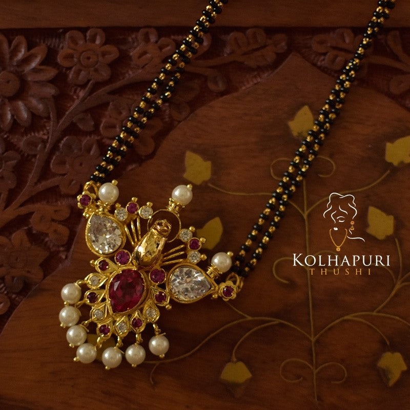 34" Handmade chain mangalsutra chota puneri peacock pendal