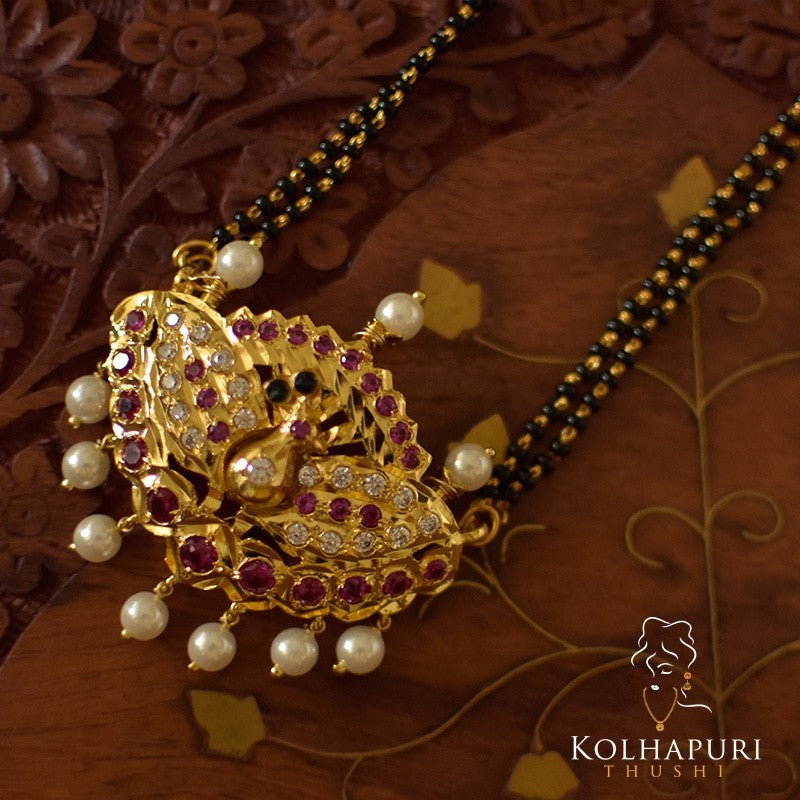 34" Handmade chain mangalsutra peacock pendal