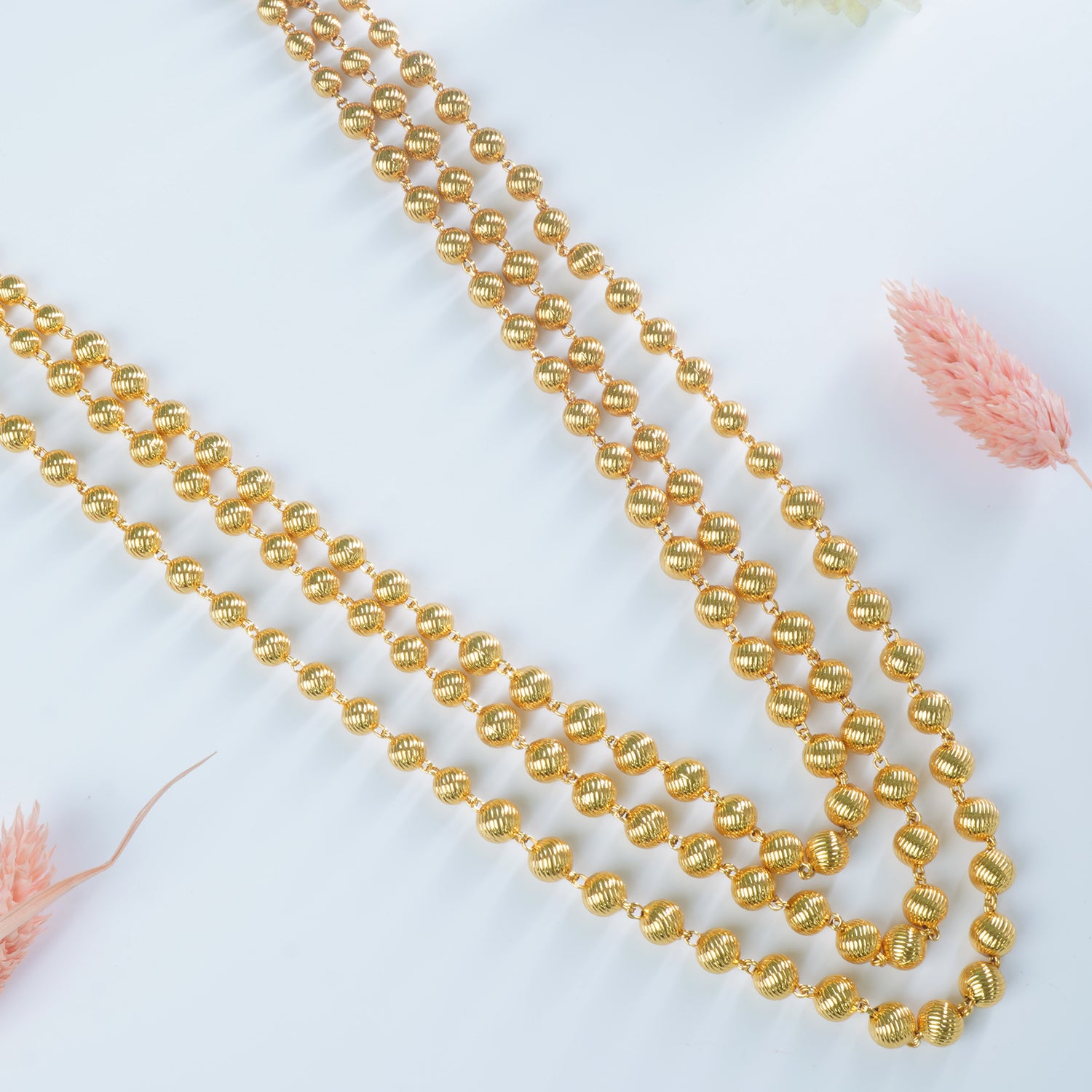 Gold Plated 3 Layer Nakshi Mani Mala Design