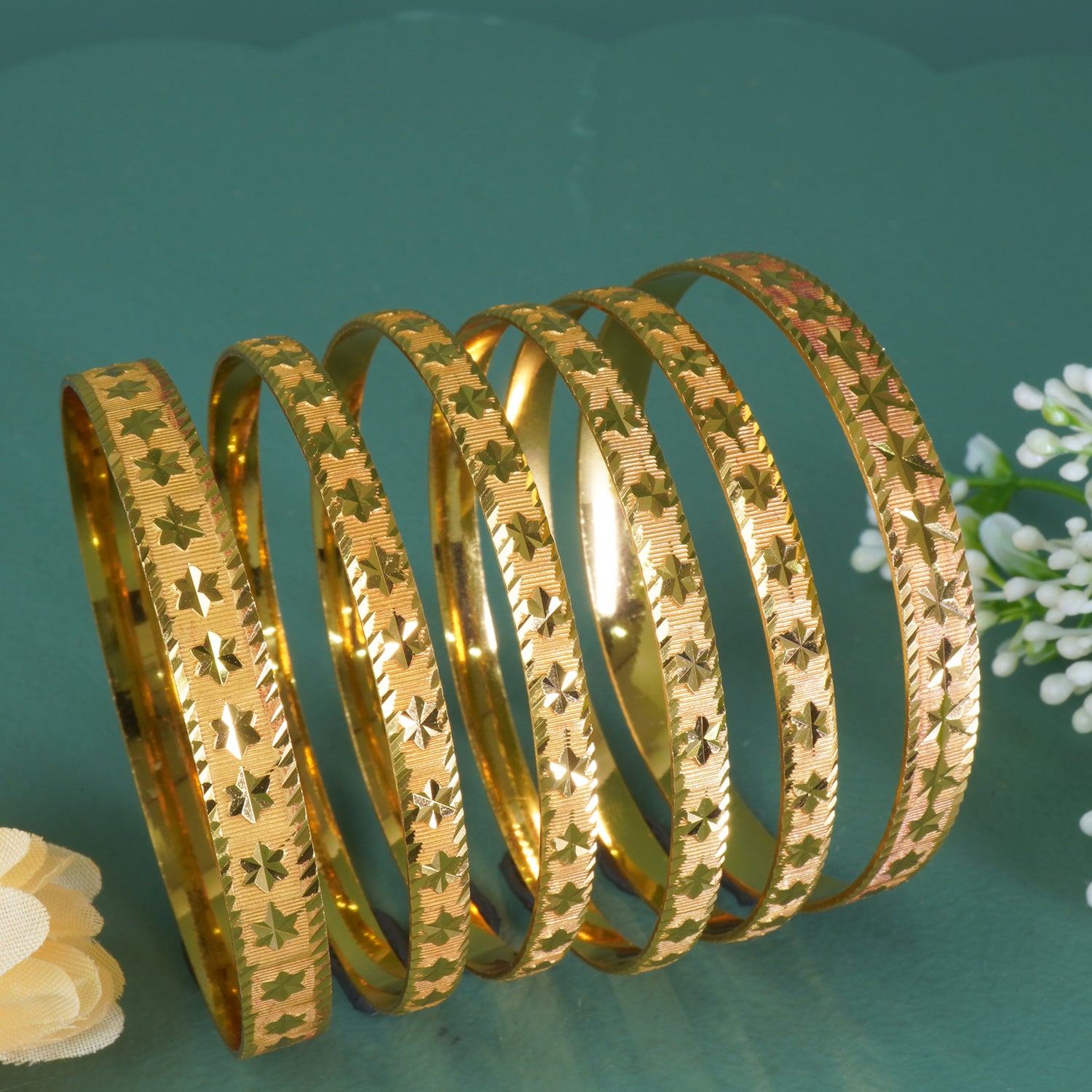 Shop Online 6 Pc Gold Plated Bangles Set (BG-114)