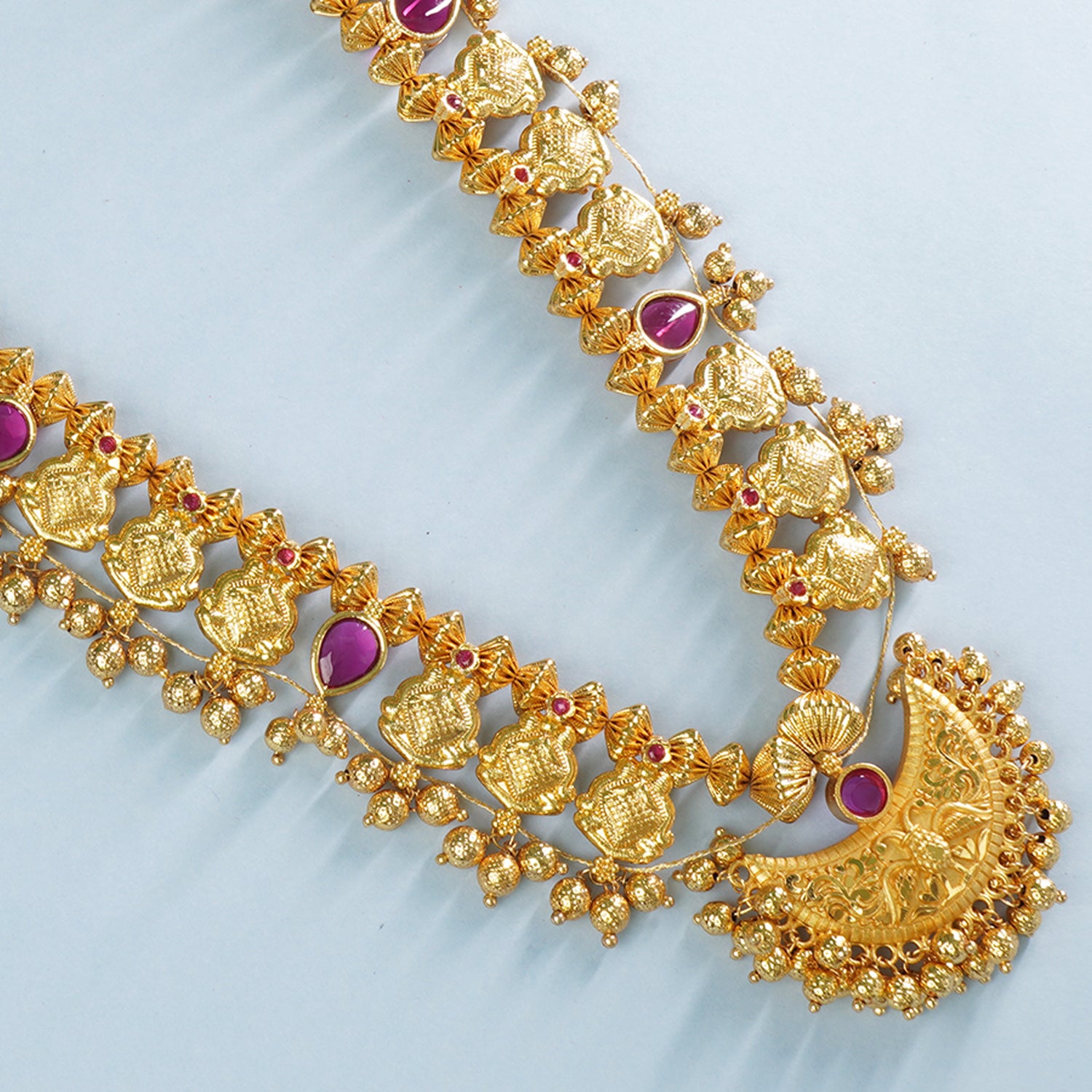 Gold plated Kolhapuri Saaj Chandrakor pendant design