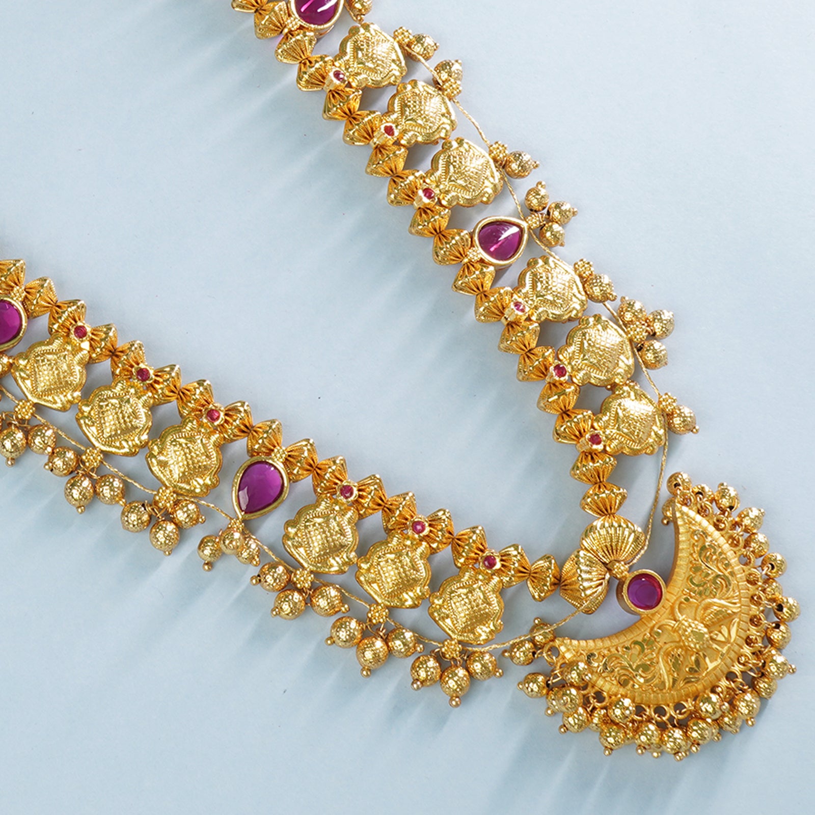 Gold plated Kolhapuri Saaj Chandrakor pendant design