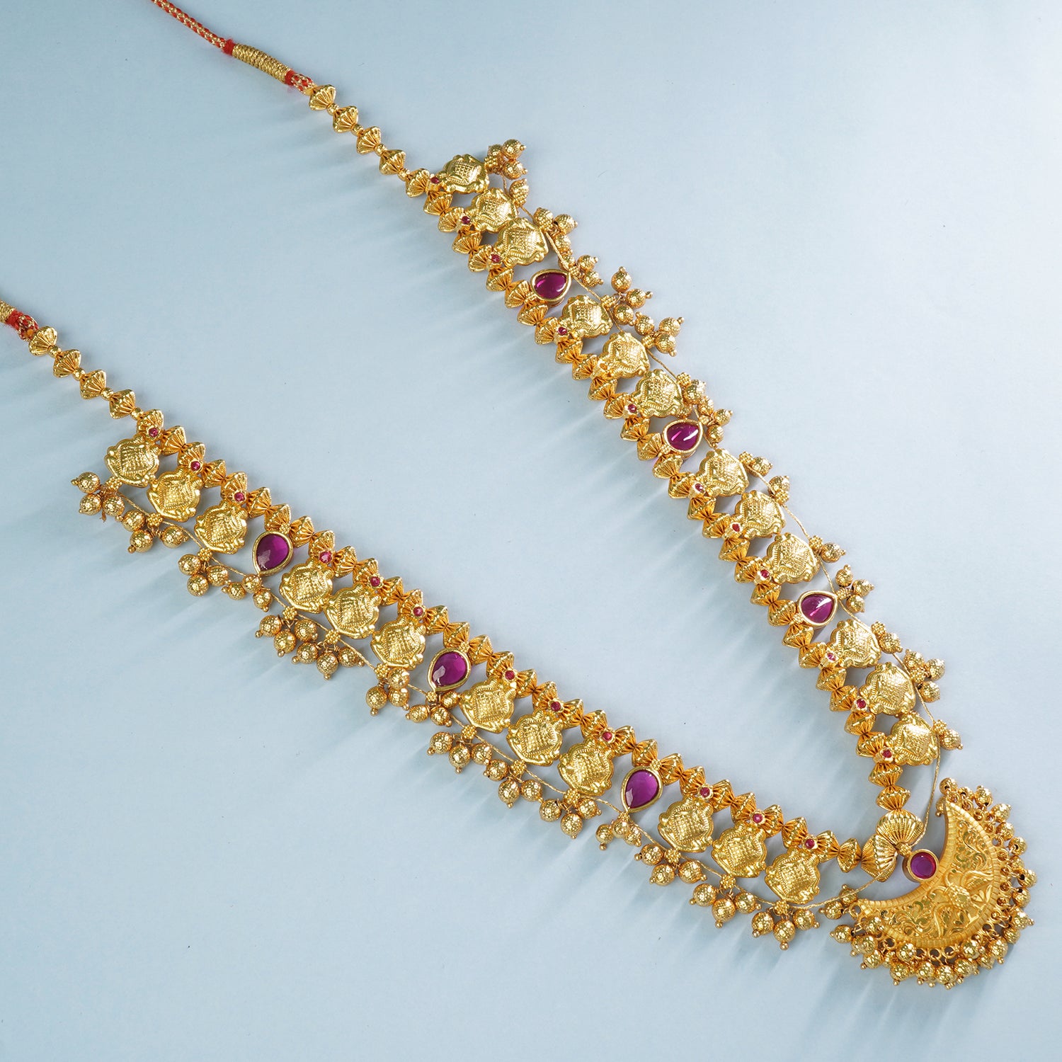 Handmade gold plated Kolhapuri Saaj necklace with Chandrakor pendant