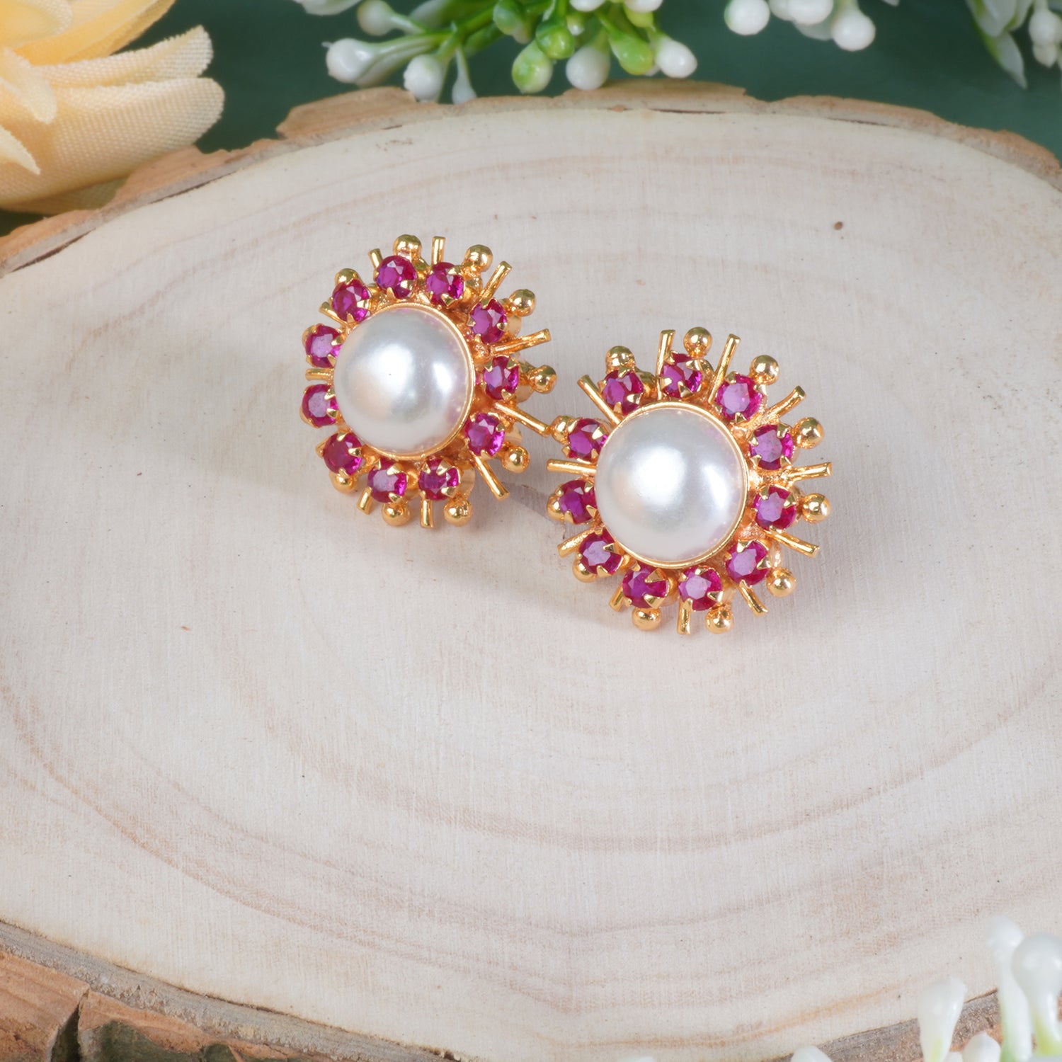 Gold Plated HandSet Karwari Rava Earrings