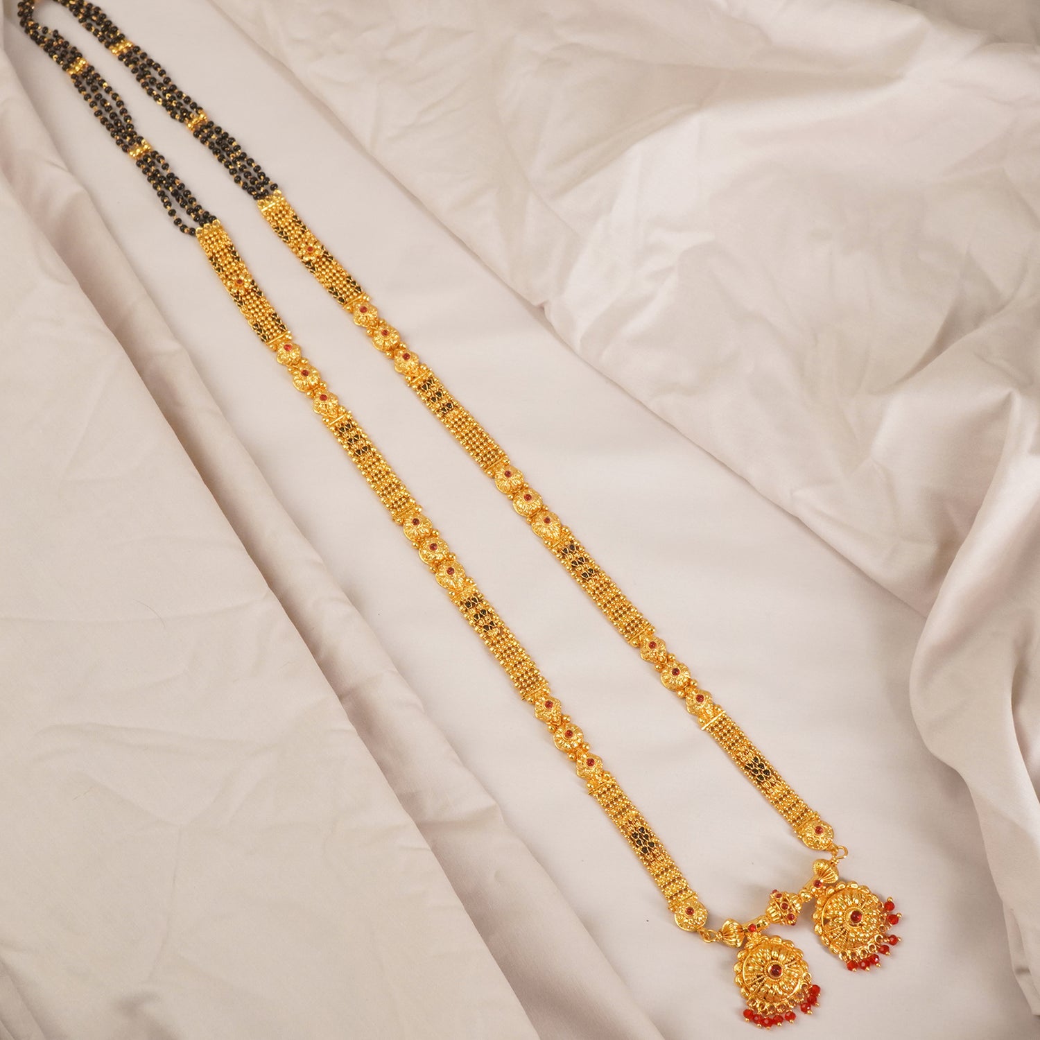 1 Gram Gold Mangalsutra With Vati Pendant And Stone MS1G-1514
